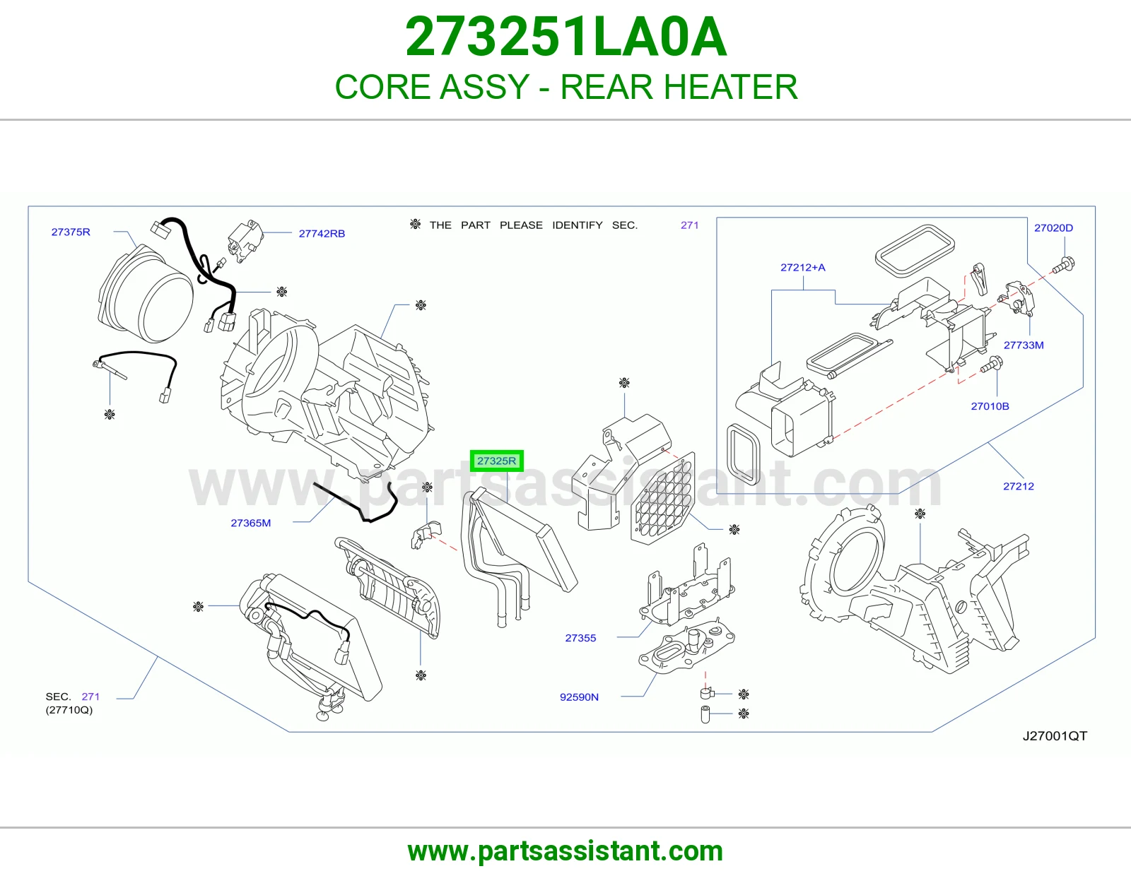 CORE ASSY - REAR HEATER 273251LA0A