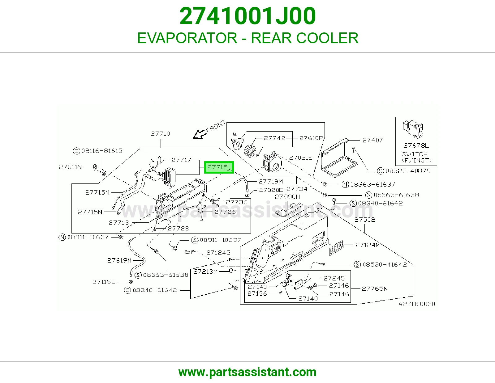 EVAPORATOR - REAR COOLER 2741001J00