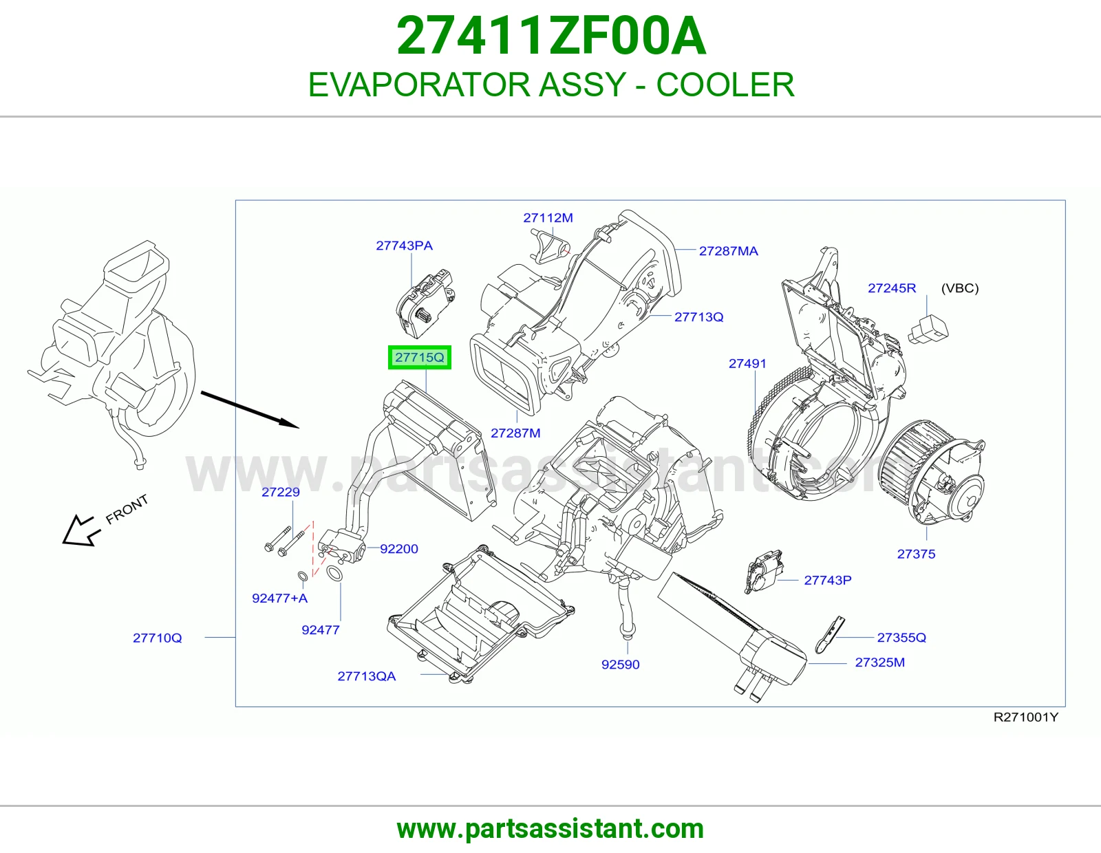 ثلاجه مكيف خلفي 27411ZF00A