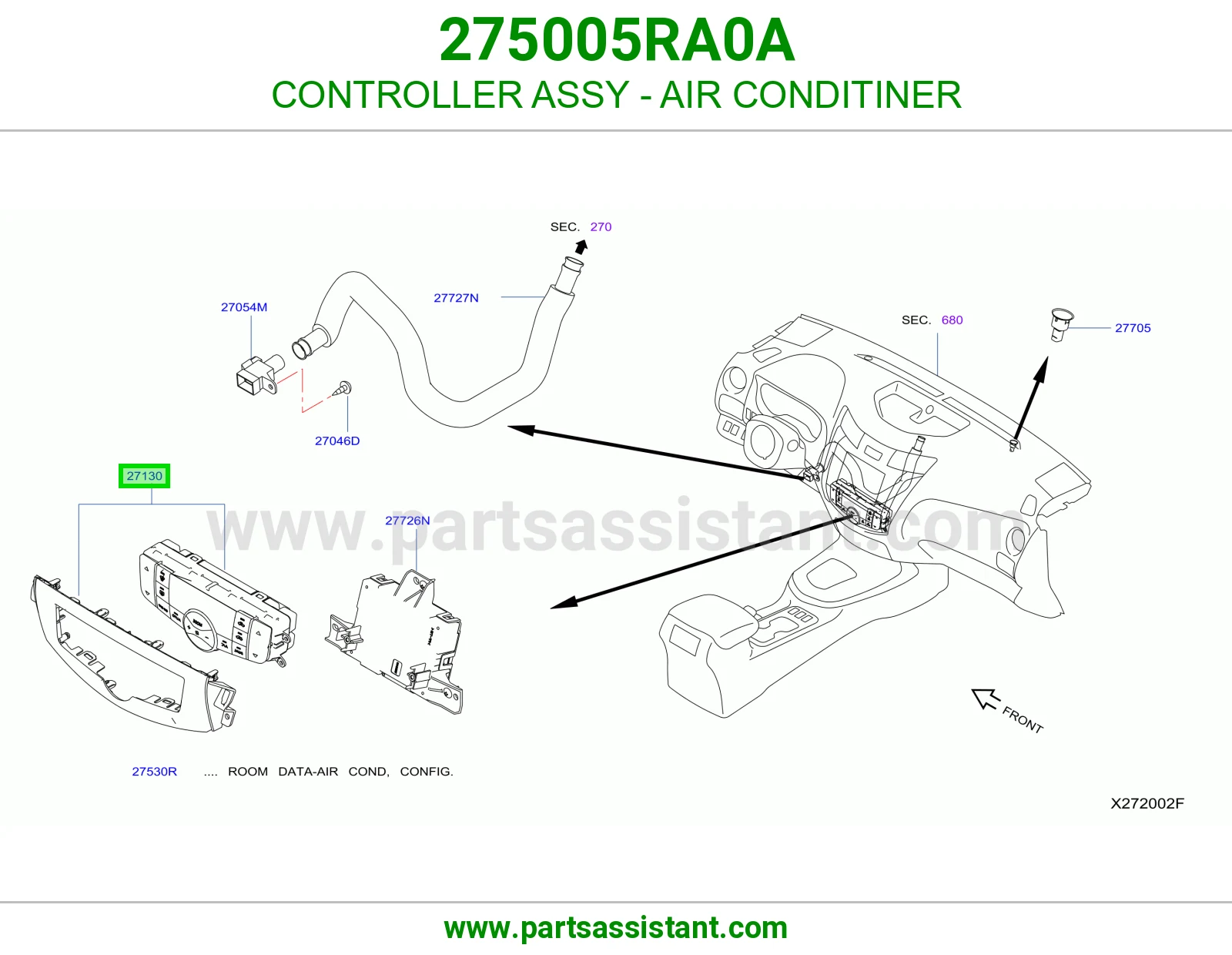 مفتاح مكيف خلفي 275005RA0A