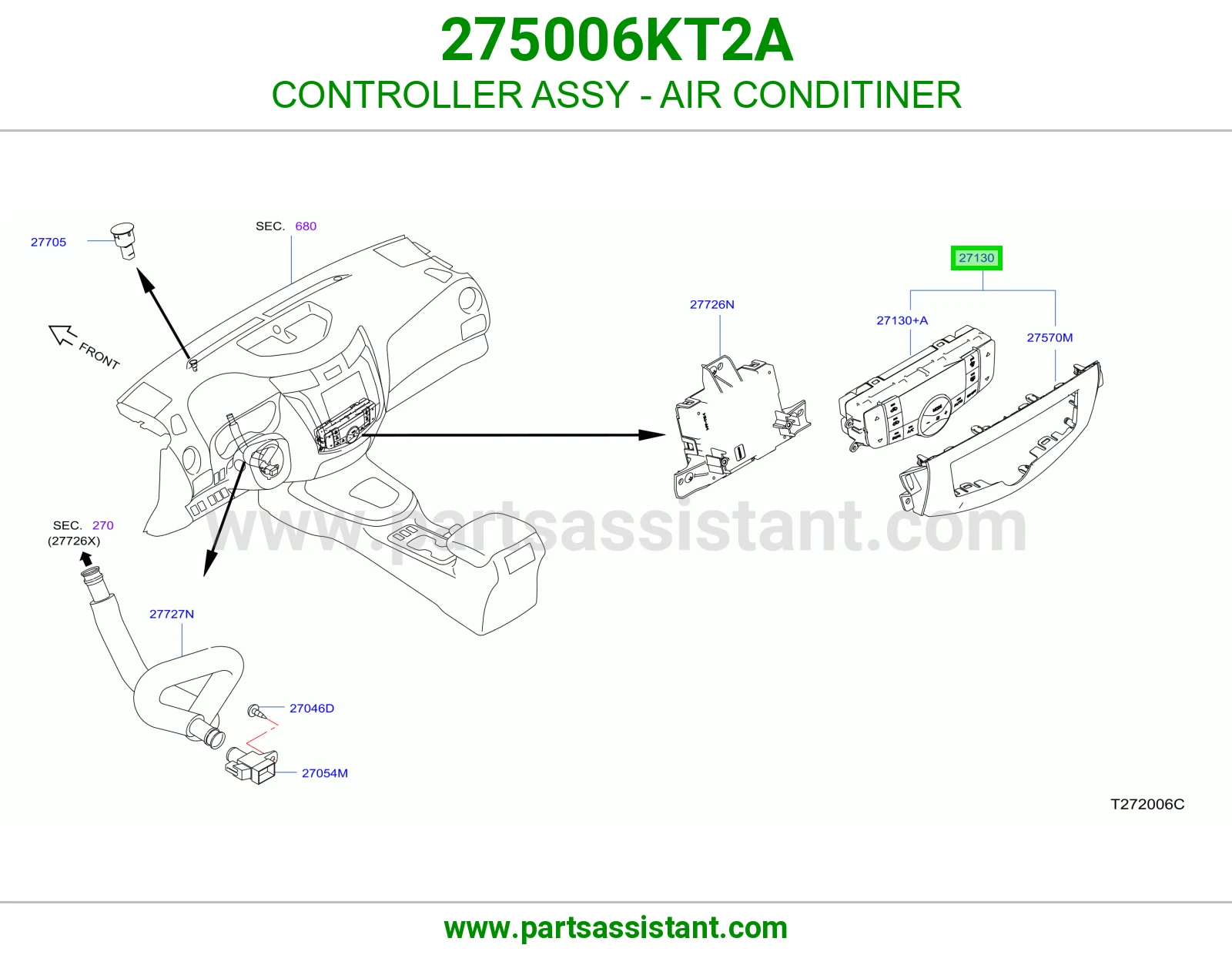 مفتاح مكيف خلفي 275006KT2A