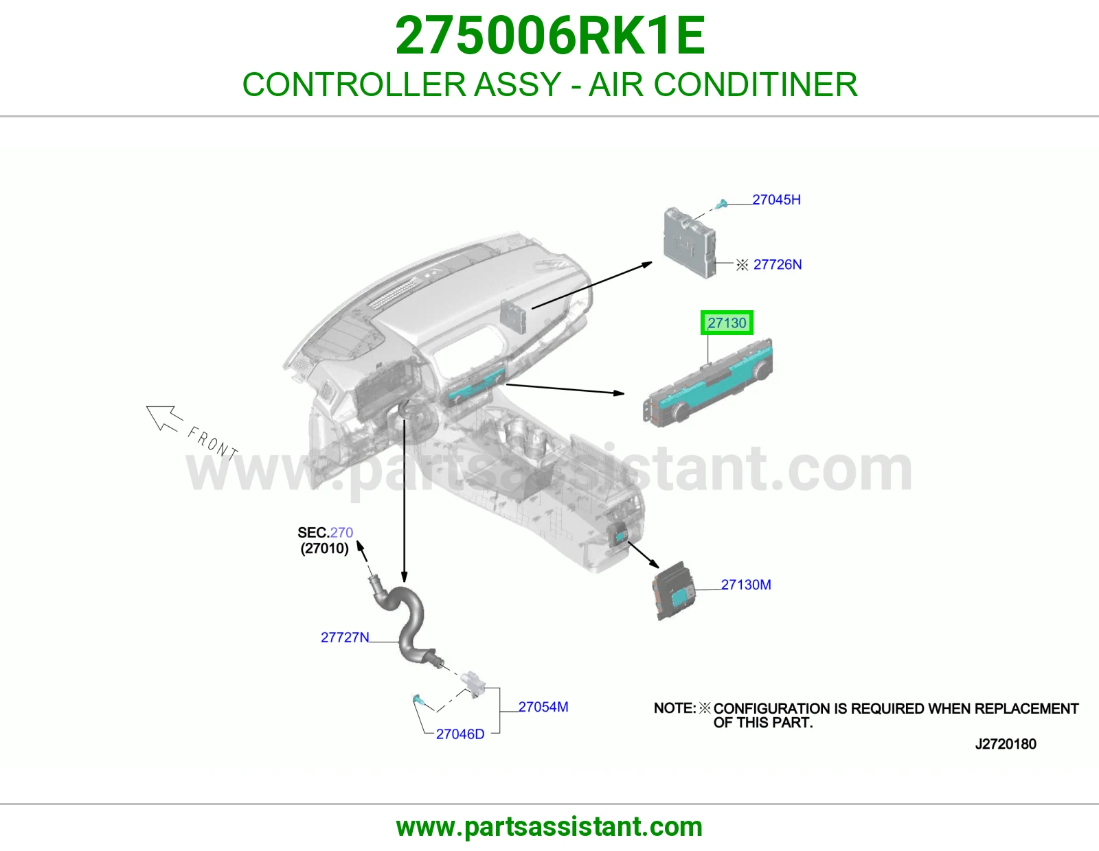 مفتاح مكيف خلفي 275006RK1E