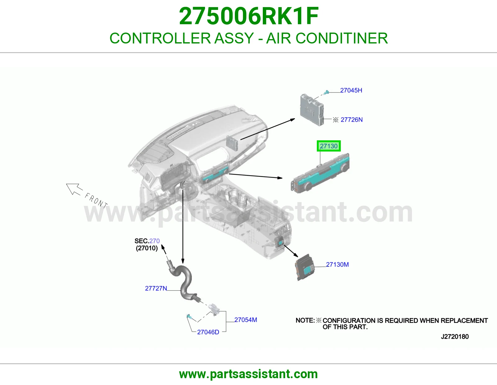مفتاح مكيف خلفي 275006RK1F