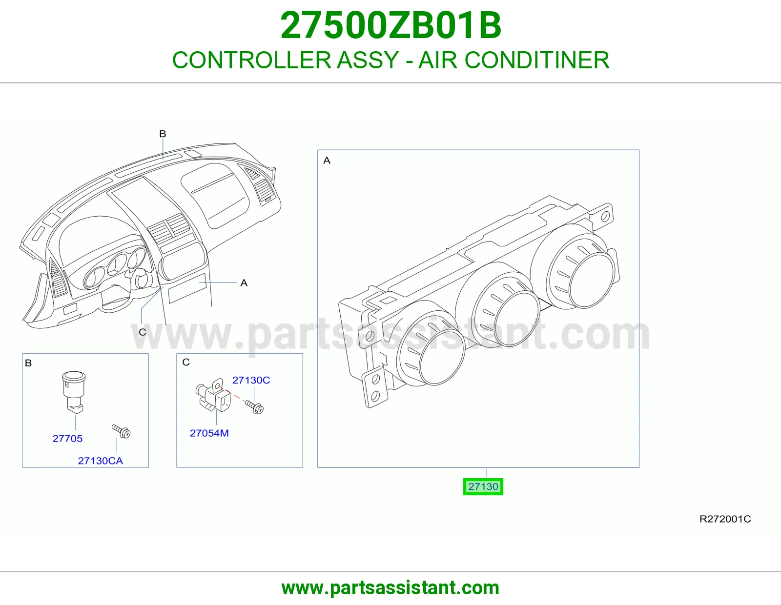 مفتاح مكيف خلفي 27500ZB01B
