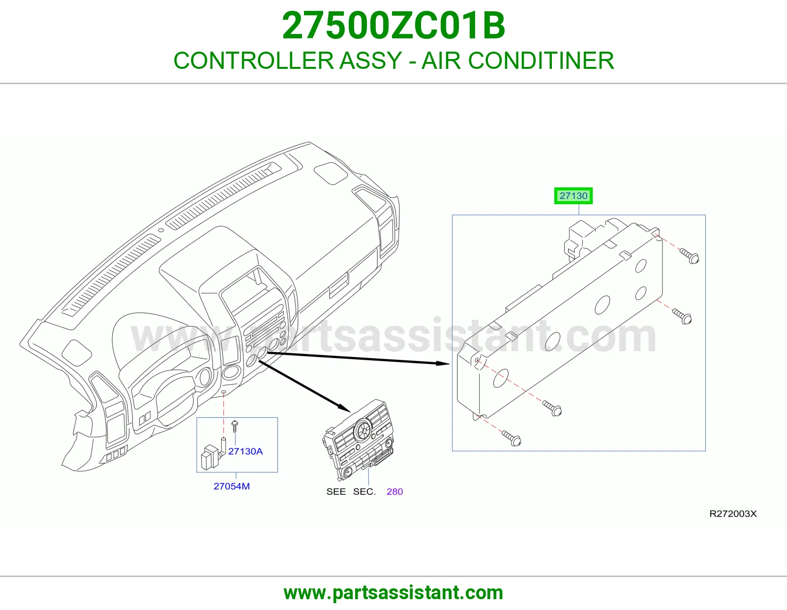 مفتاح مكيف خلفي 27500ZC01B