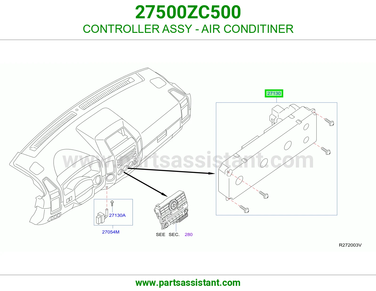 مفتاح مكيف خلفي 27500ZC500