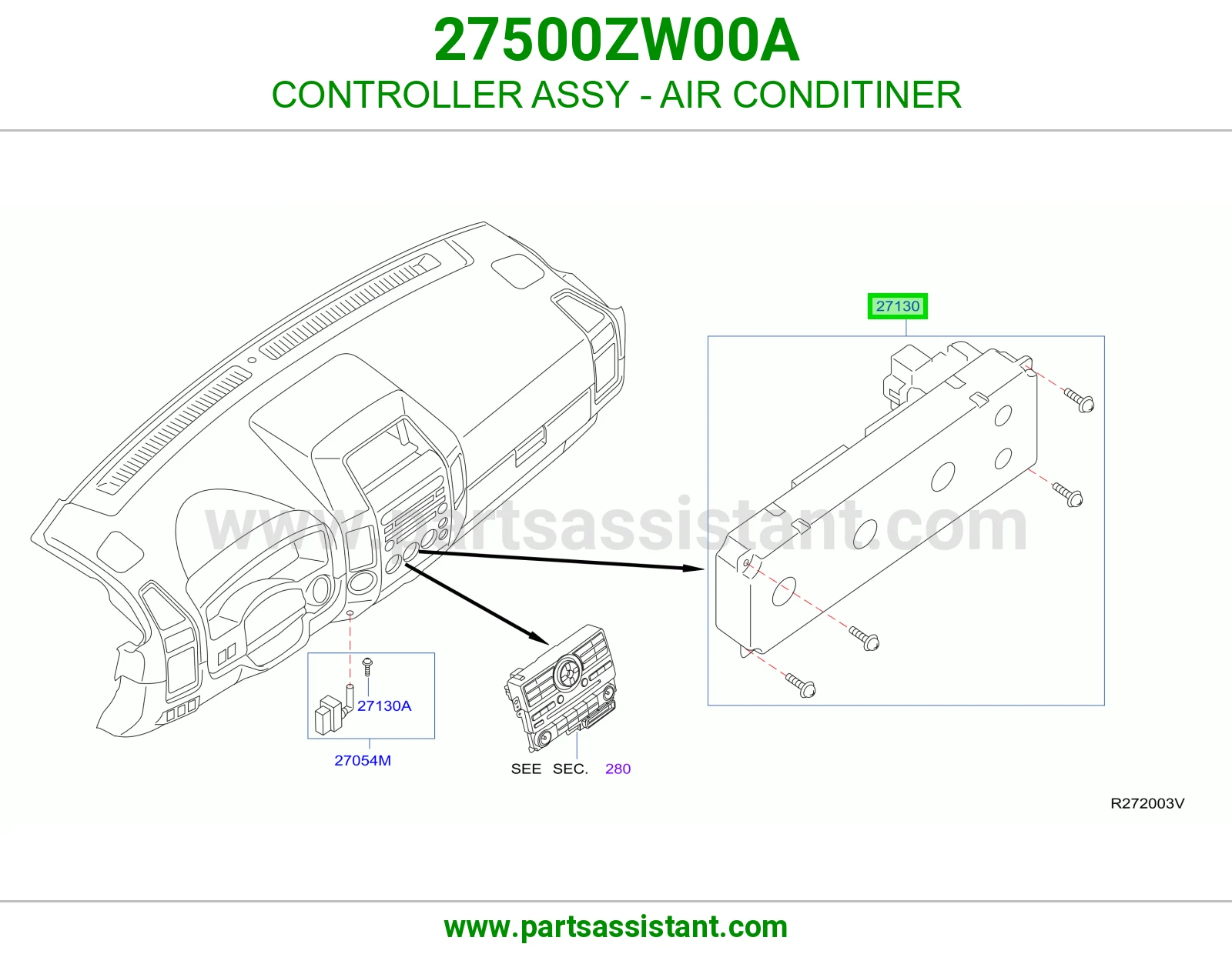 مفتاح مكيف خلفي 27500ZW00A