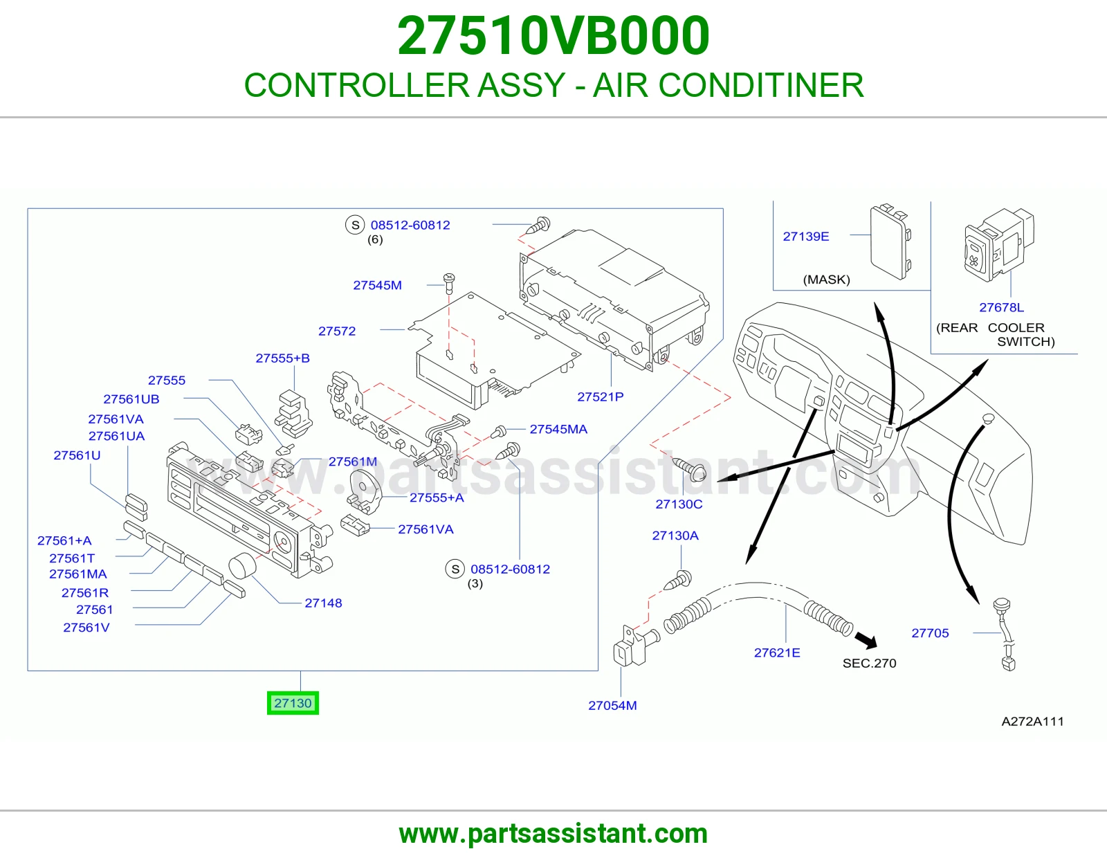 مفتاح مكيف خلفي 27510VB000