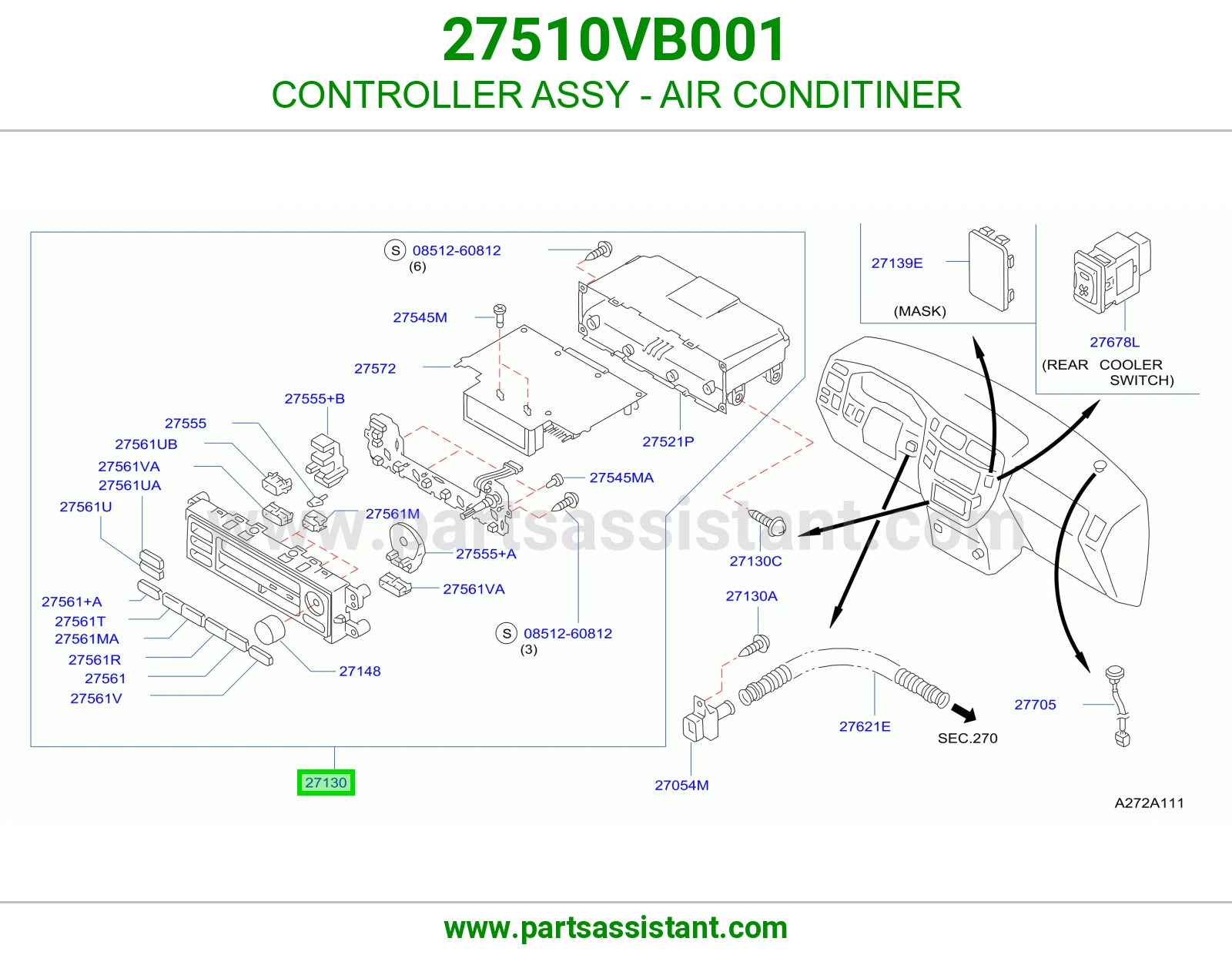 مفتاح مكيف خلفي 27510VB001