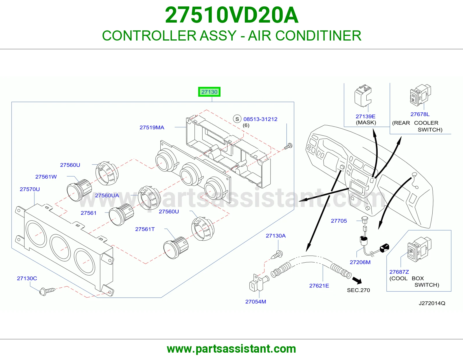 مفتاح مكيف خلفي 27510VD20A