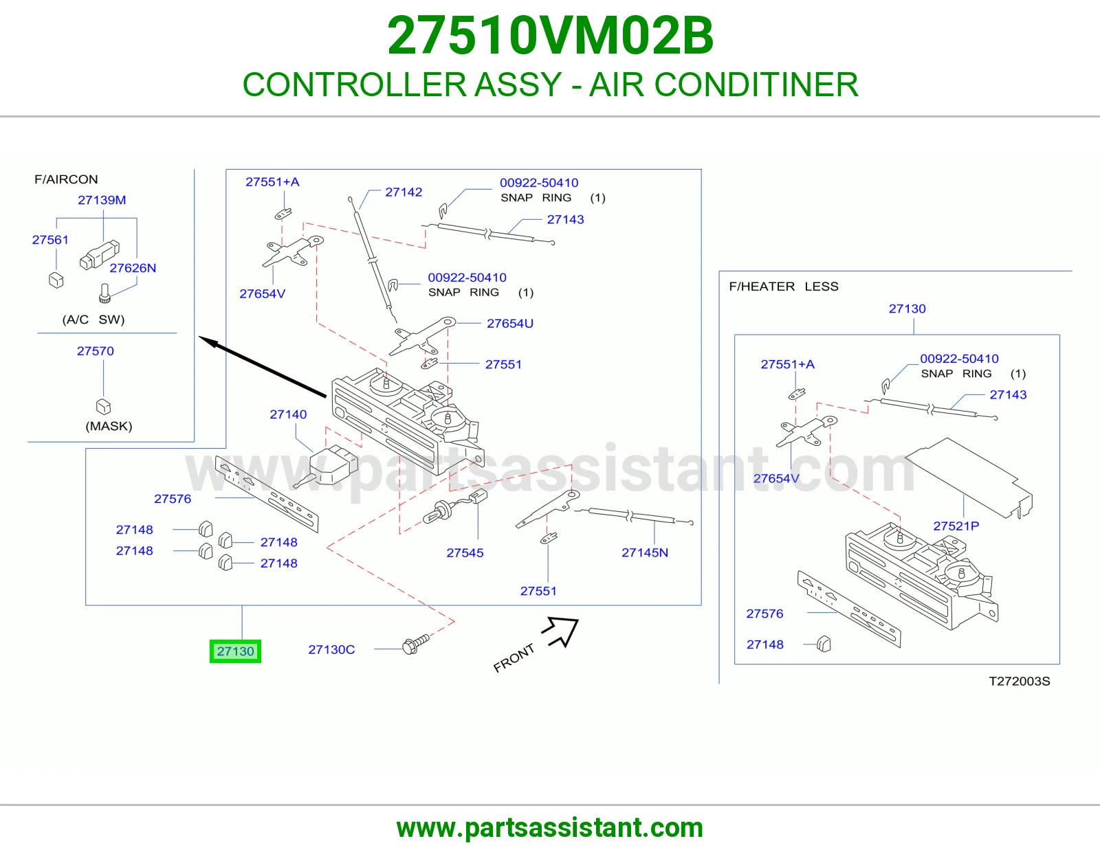 مفتاح مكيف خلفي 27510VM02B