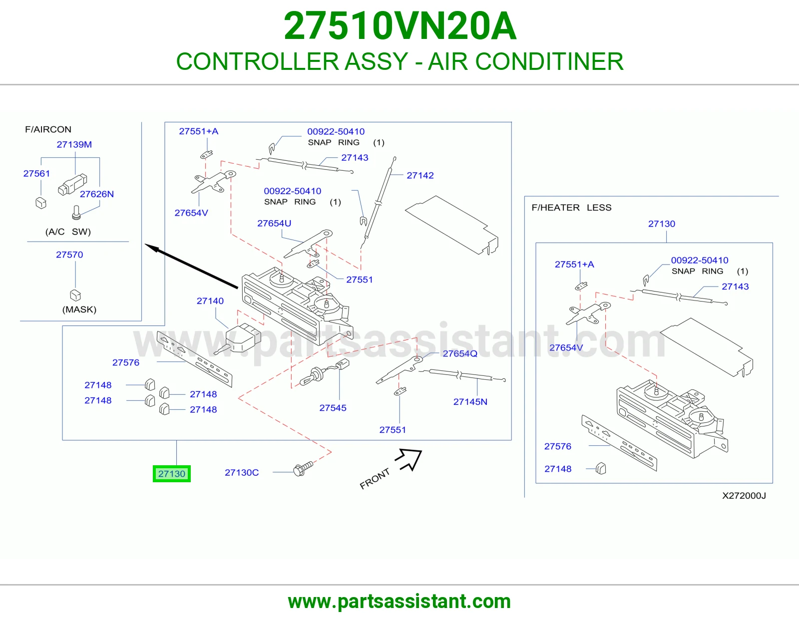 مفتاح مكيف خلفي 27510VN20A