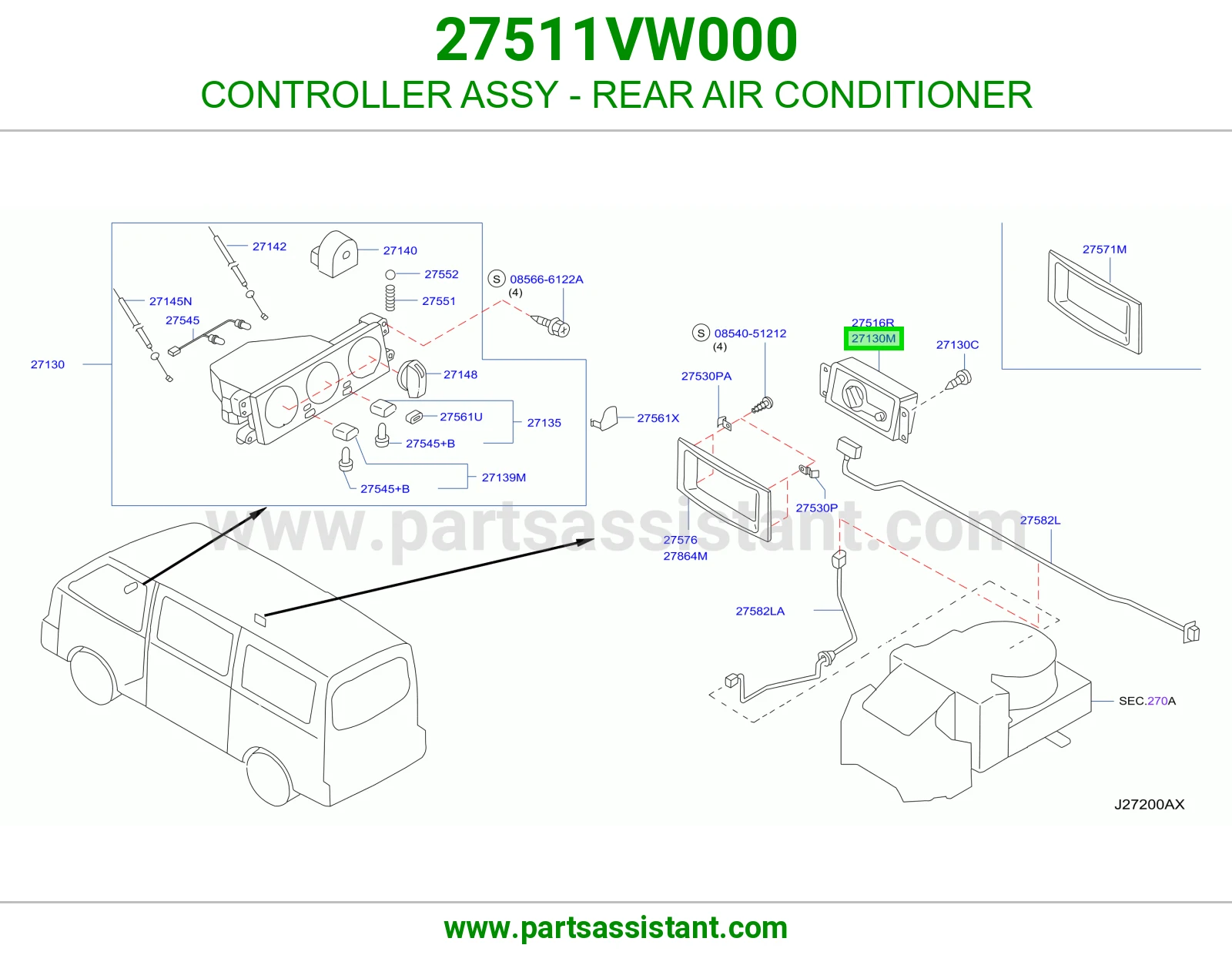 مفتاح مكيف كامل 27511VW000