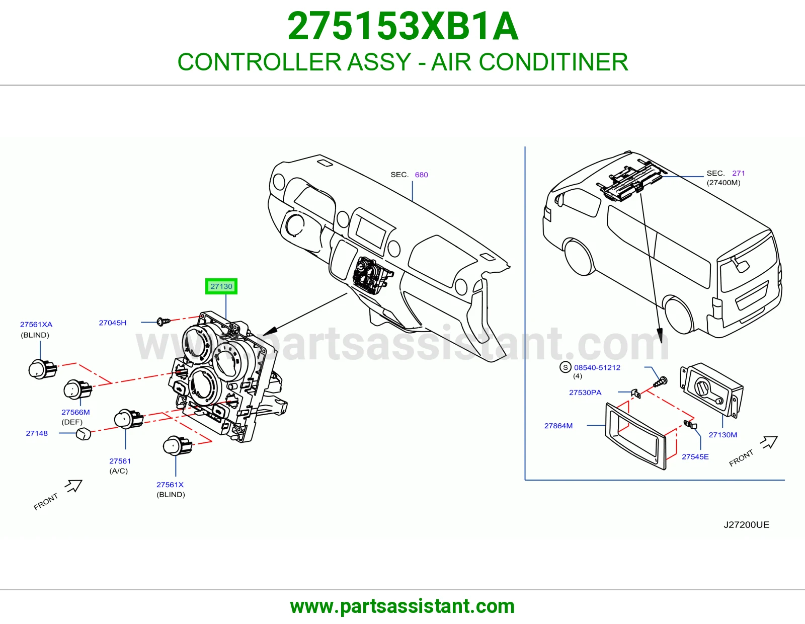مفتاح مكيف خلفي 275153XB1A