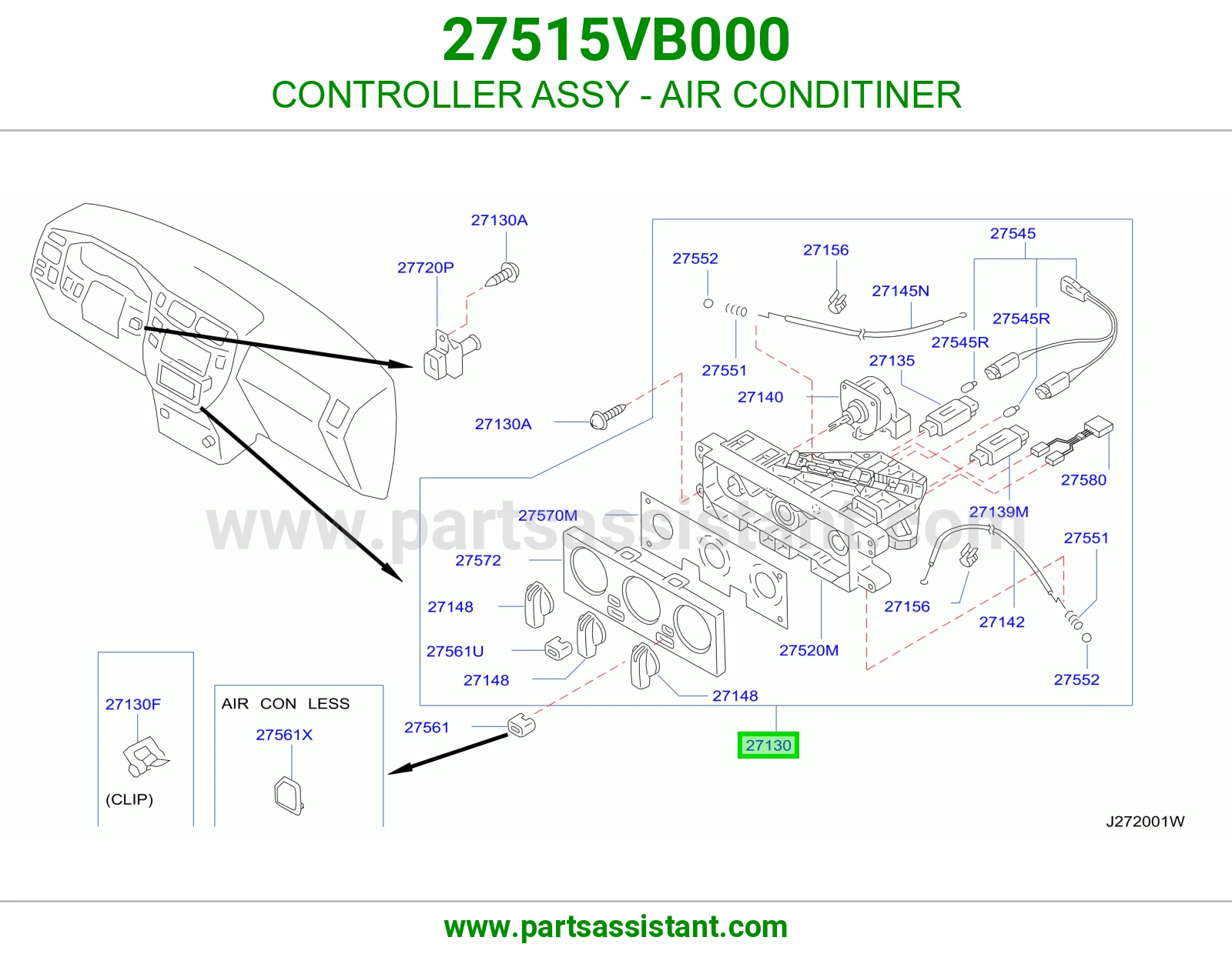 مفتاح مكيف خلفي 27515VB000