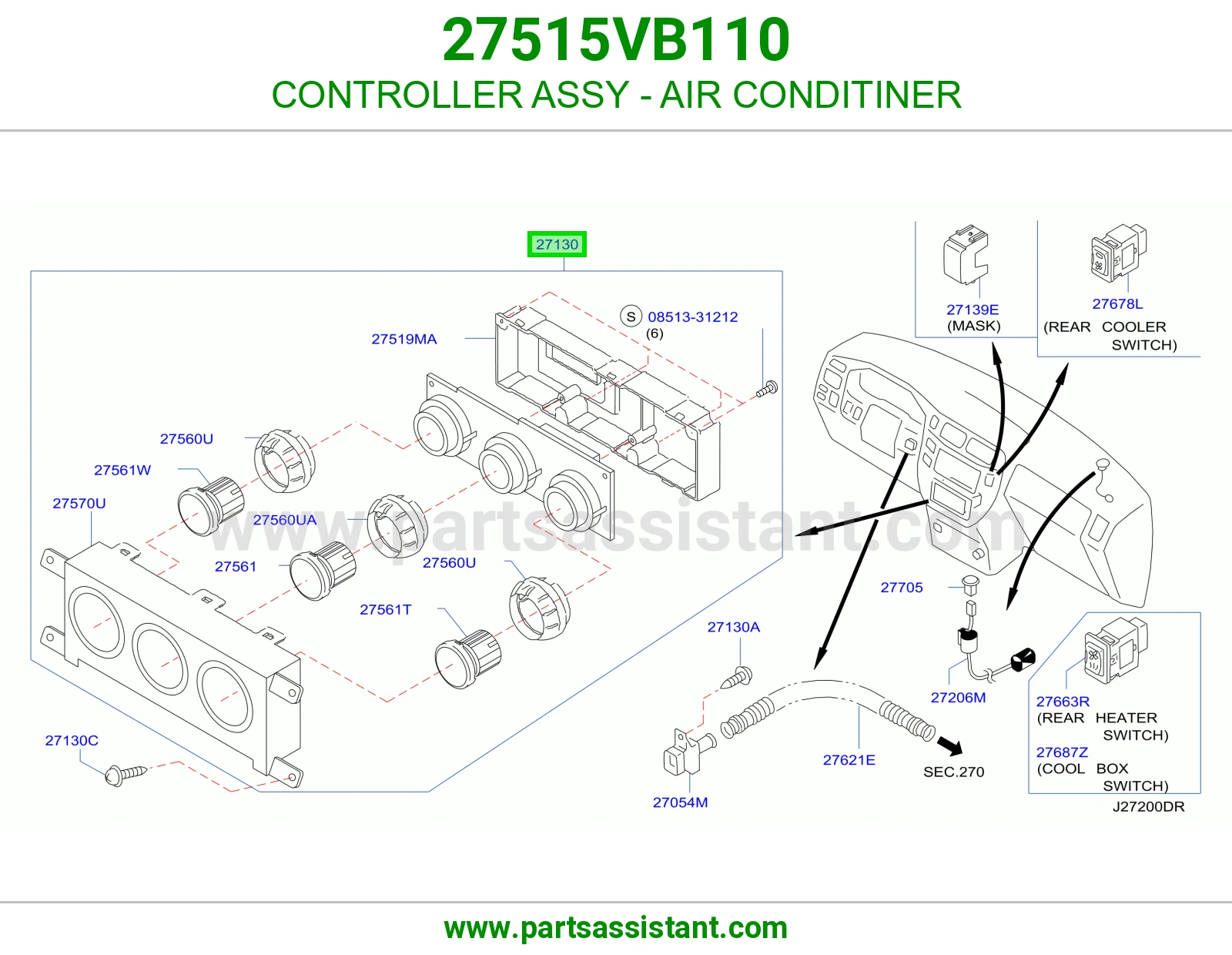 مفتاح مكيف خلفي 27515VB110