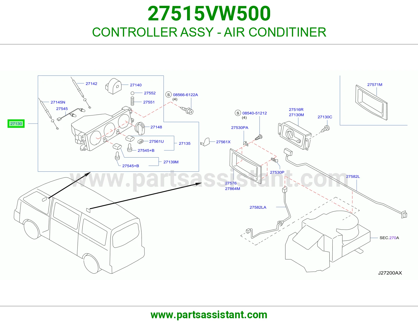 مفتاح مكيف خلفي 27515VW500