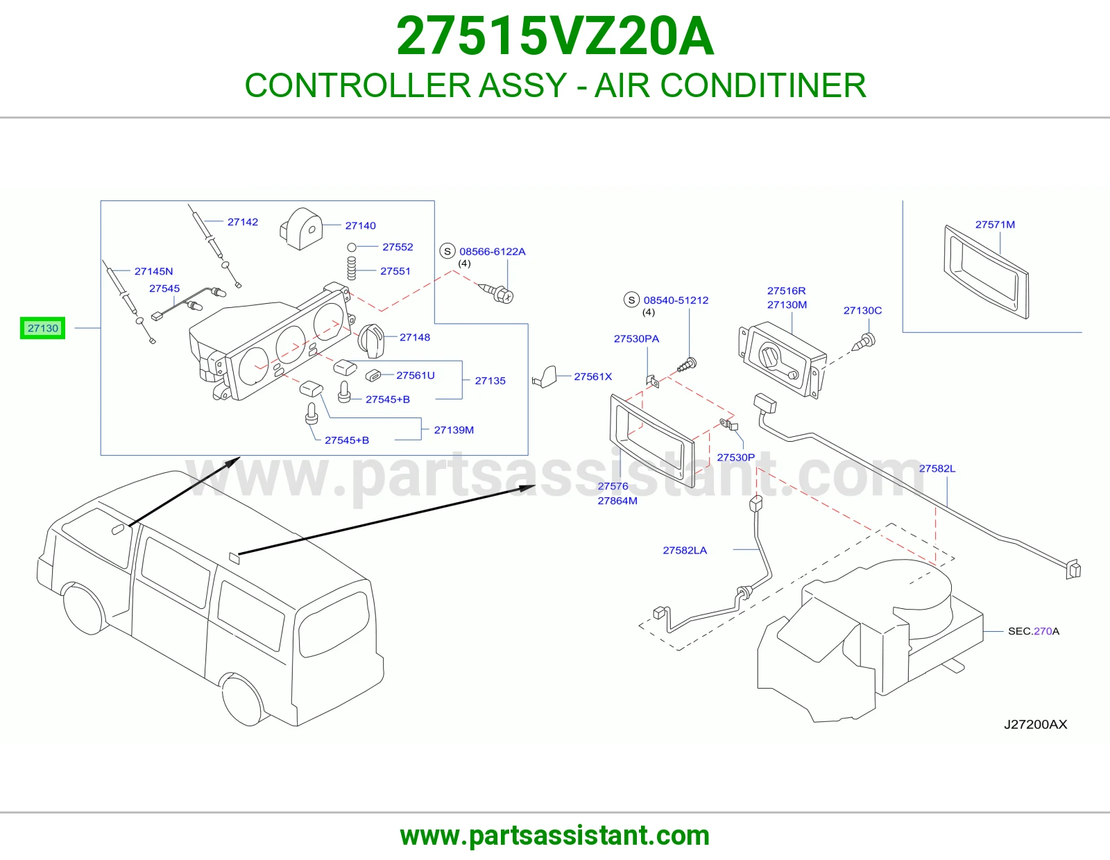 مفتاح مكيف خلفي 27515VZ20A