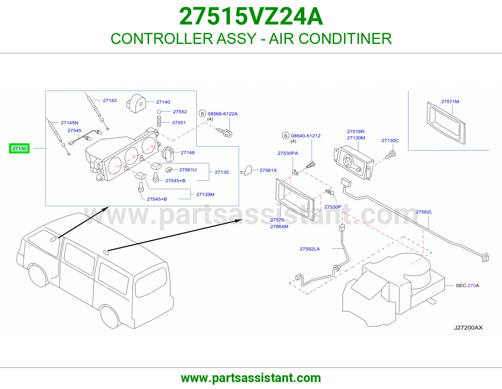 مفتاح مكيف خلفي 27515VZ24A