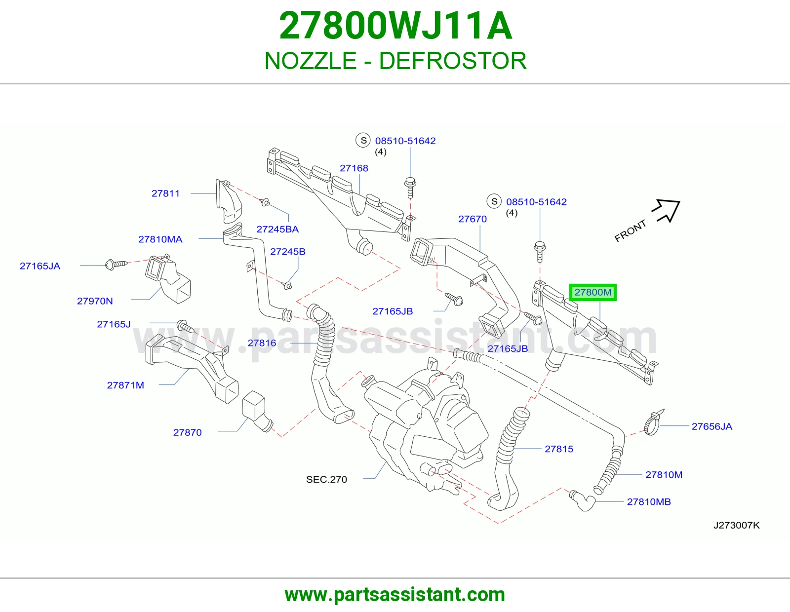 NOZZLE - DEFROSTOR 27800WJ11A