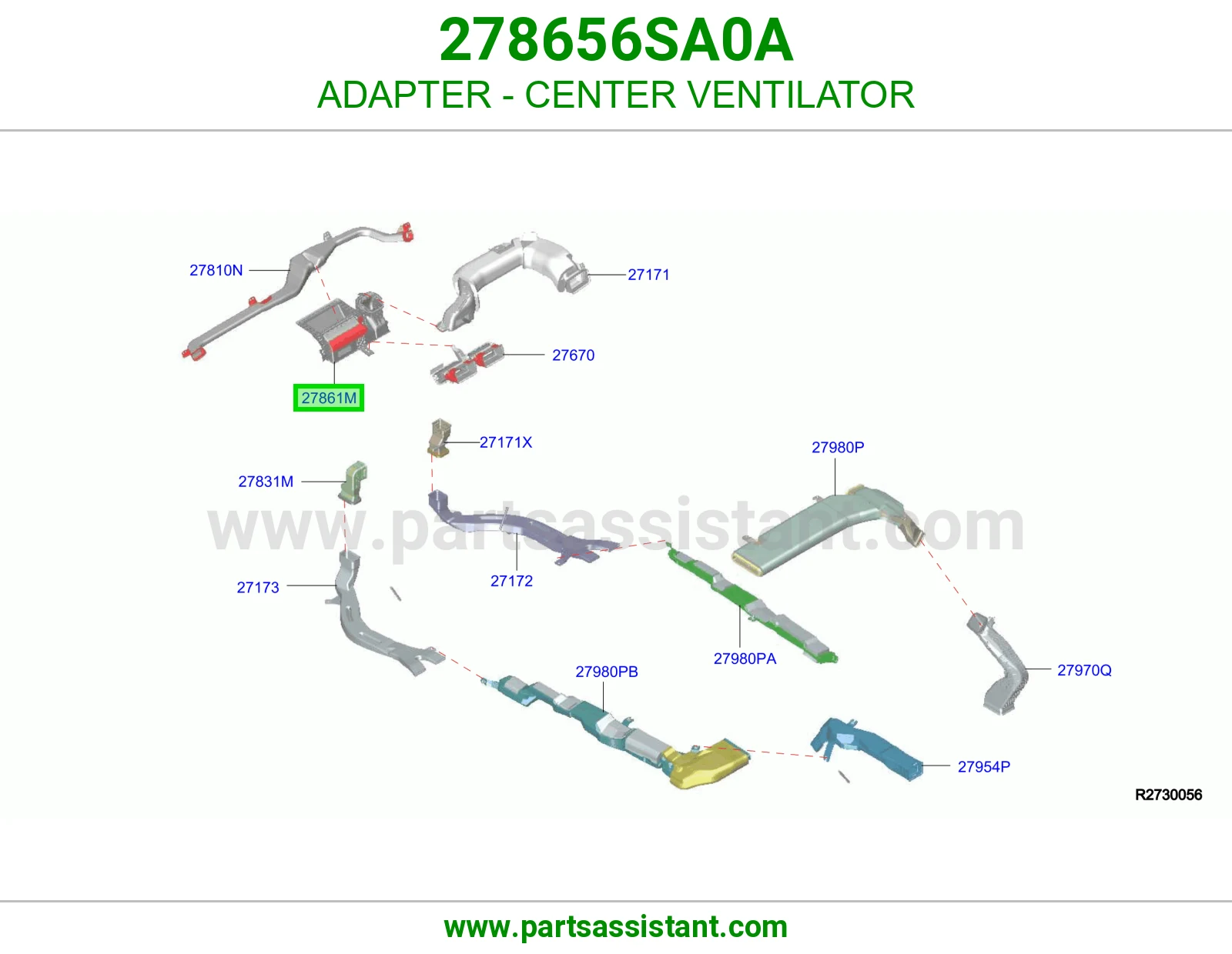 وصلة فتحة مكيف وسط 278656SA0A