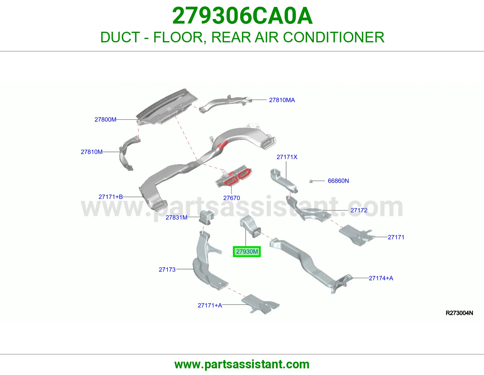 مجرى هواء أرضية مكيف خلفي 279306CA0A