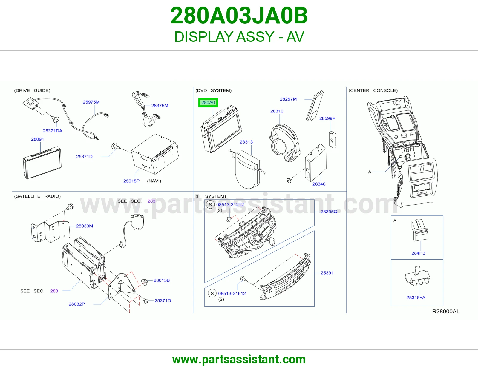شاشة صوت وصورة كاملة 280A03JA0B