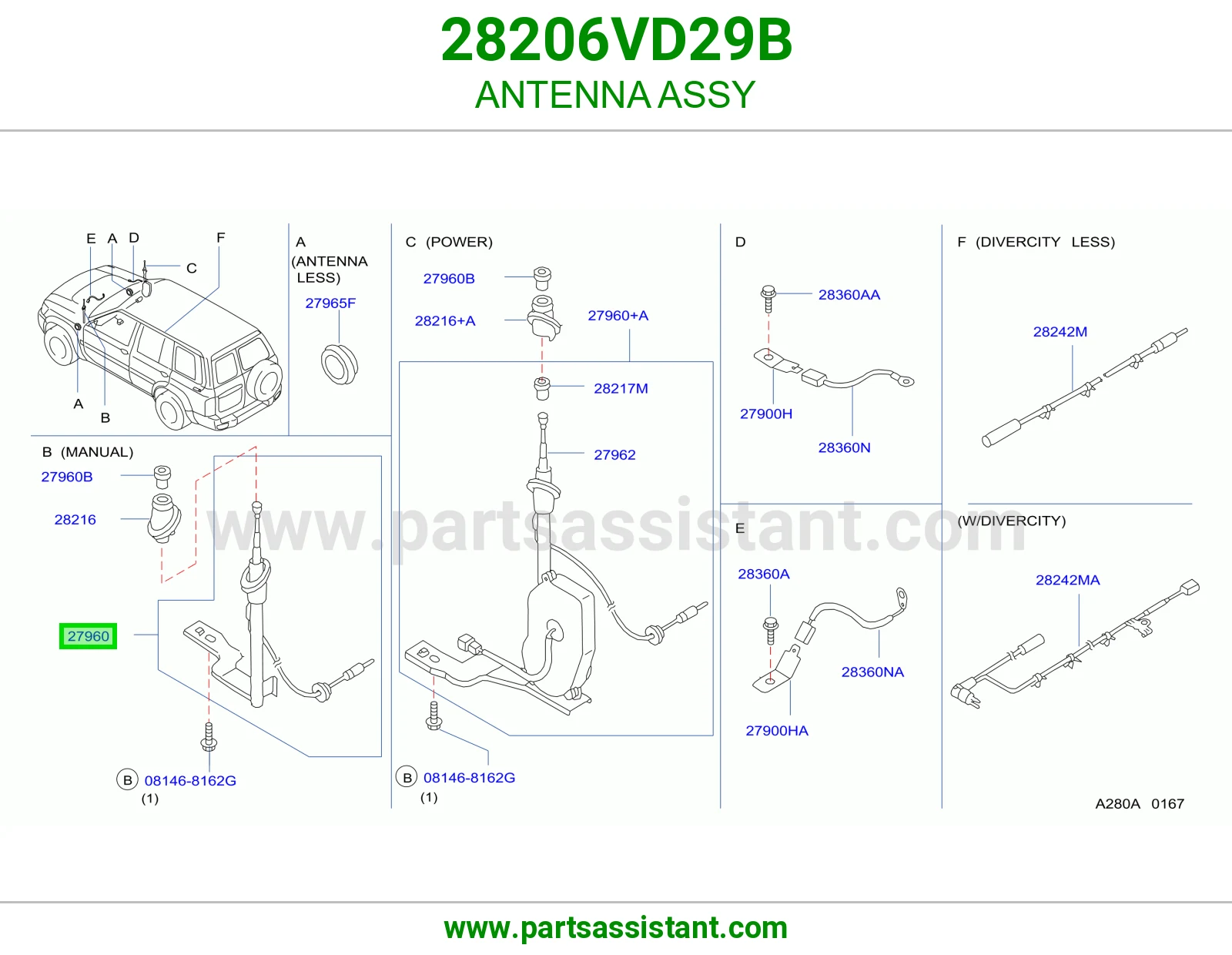 ANTENNA ASSY 28206VD29B