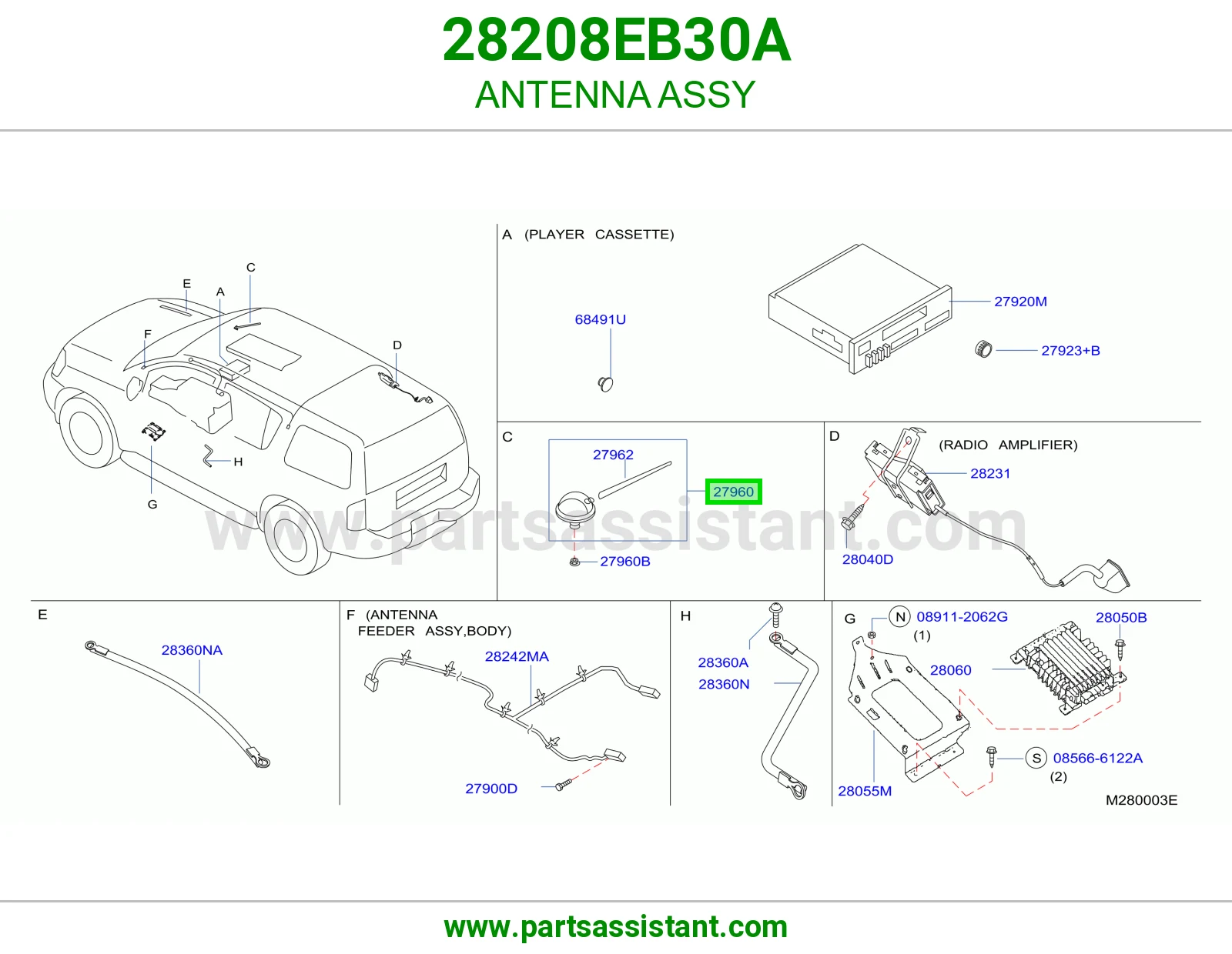 ANTENNA ASSY 28208EB30A