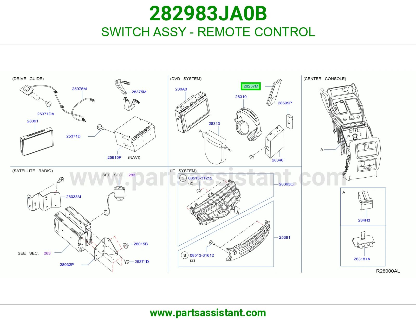 SWITCH ASSY - REMOTE CONTROL 282983JA0B