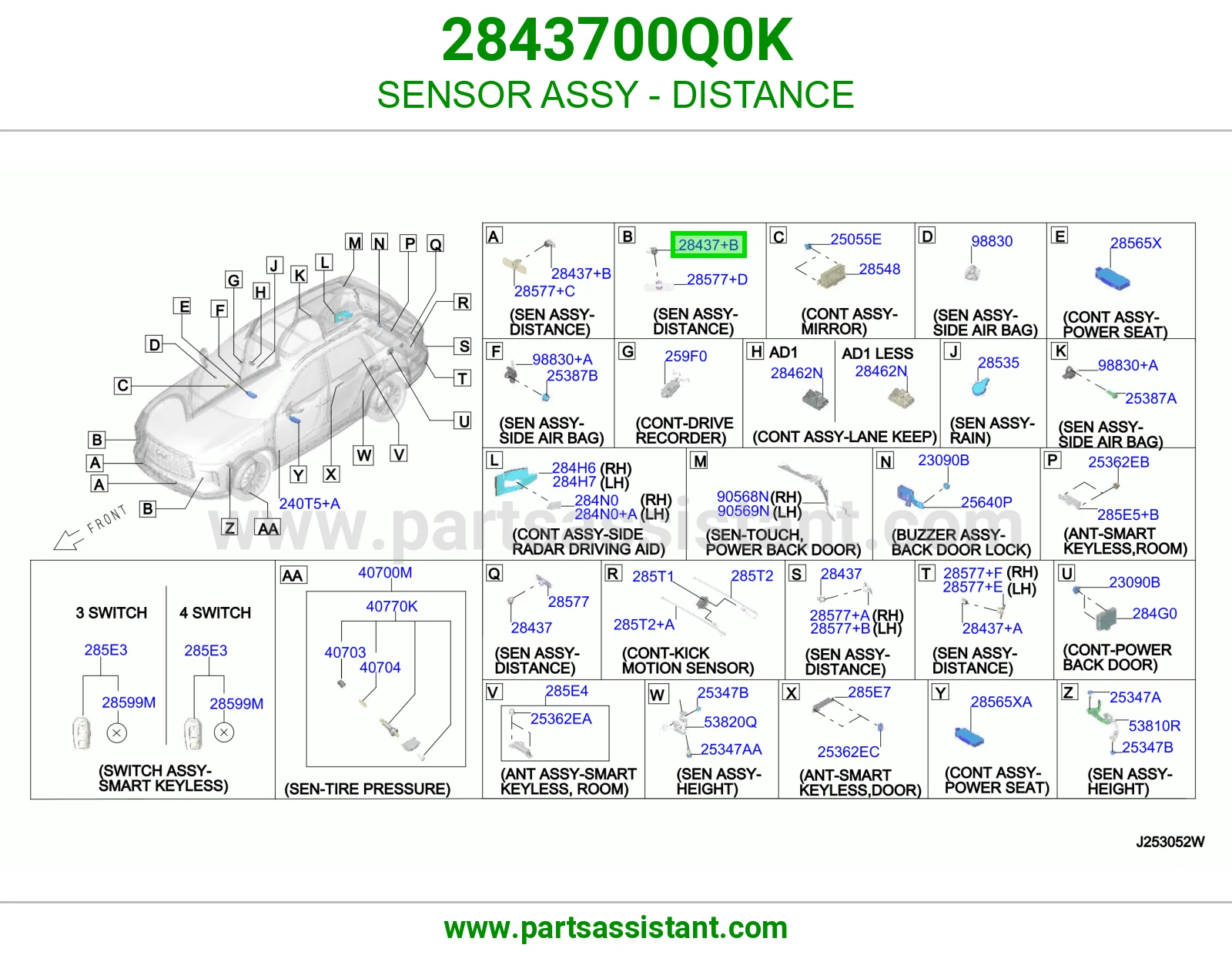 SENSOR ASSY - DISTANCE 2843700Q0K