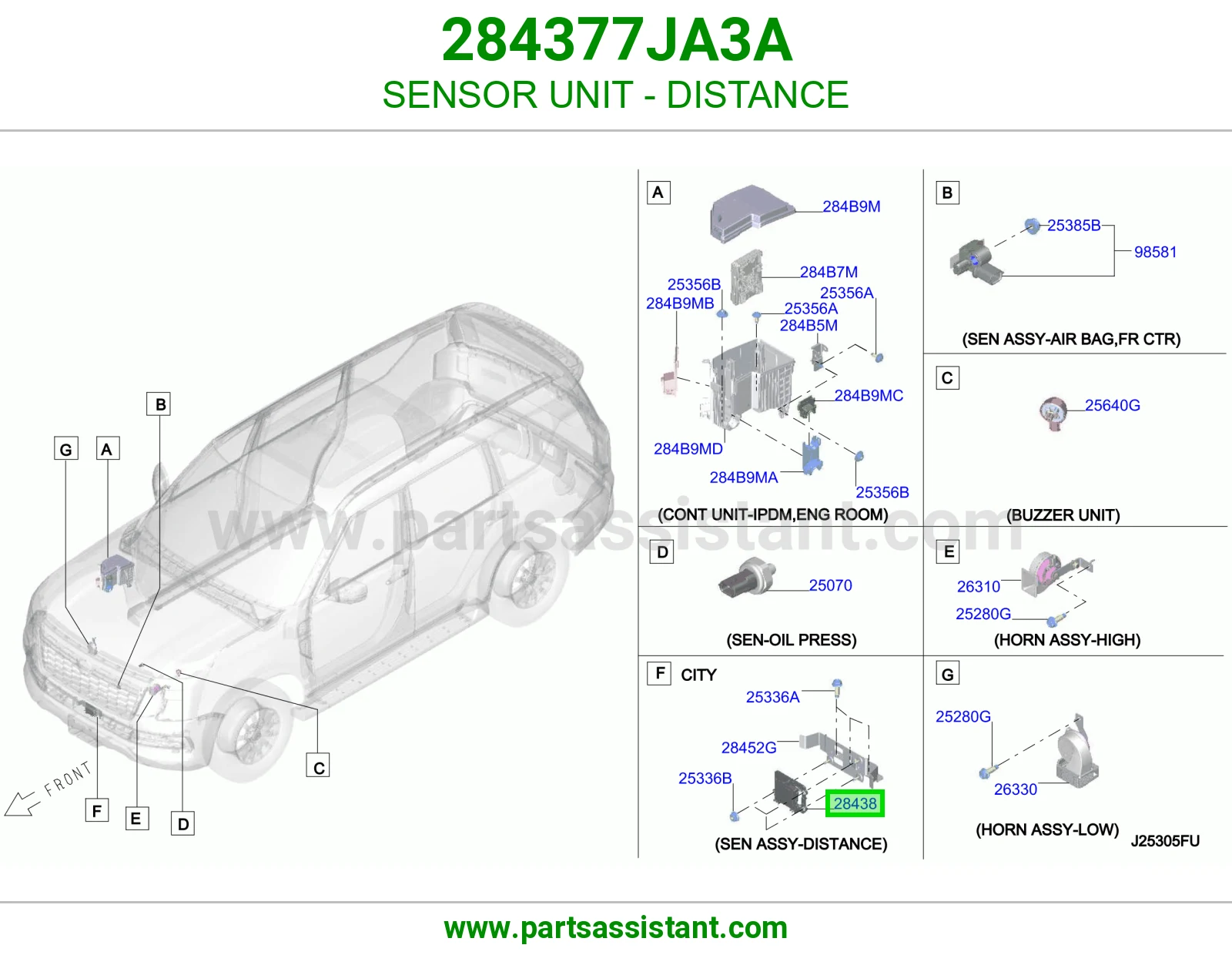 وحدة حساس مسافة 284377JA3A
