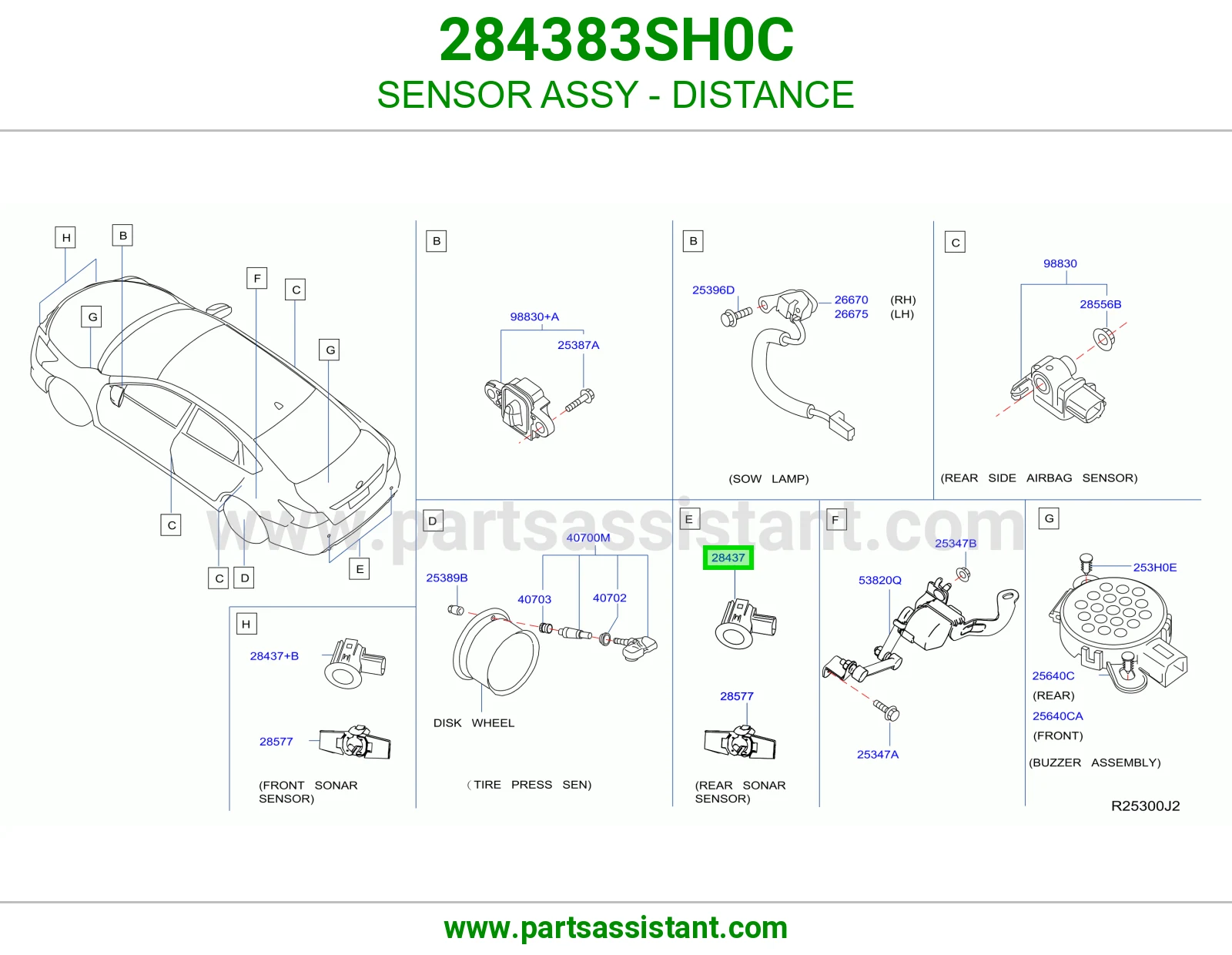 SENSOR ASSY - DISTANCE 284383SH0C