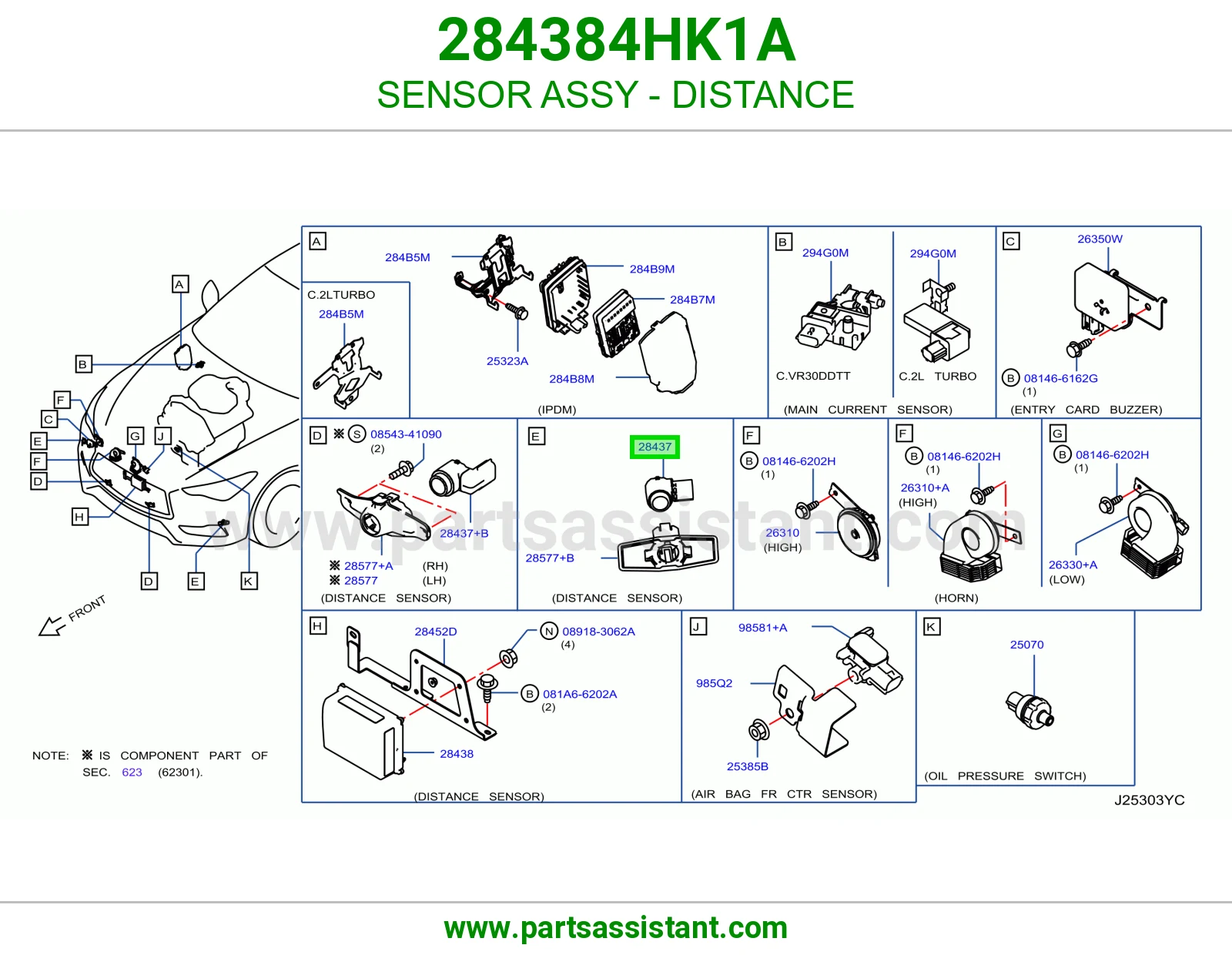 SENSOR ASSY - DISTANCE 284384HK1A