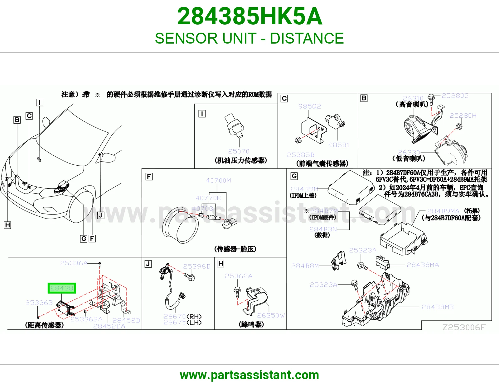 وحدة حساس مسافة 284385HK5A