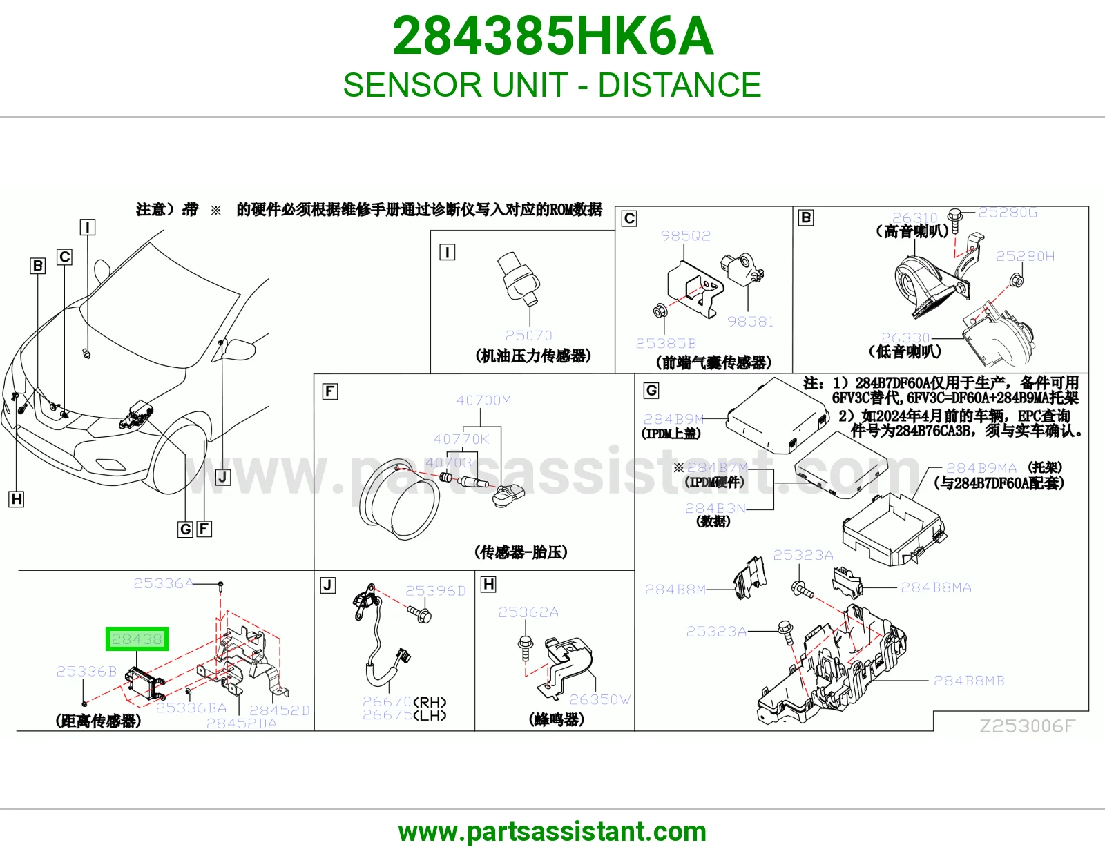 وحدة حساس مسافة 284385HK6A