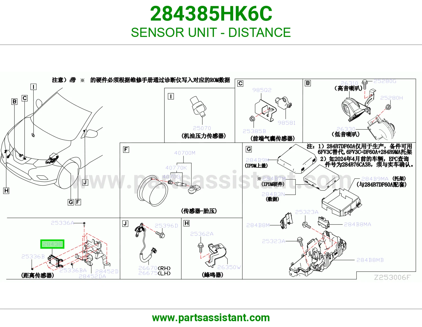 وحدة حساس مسافة 284385HK6C