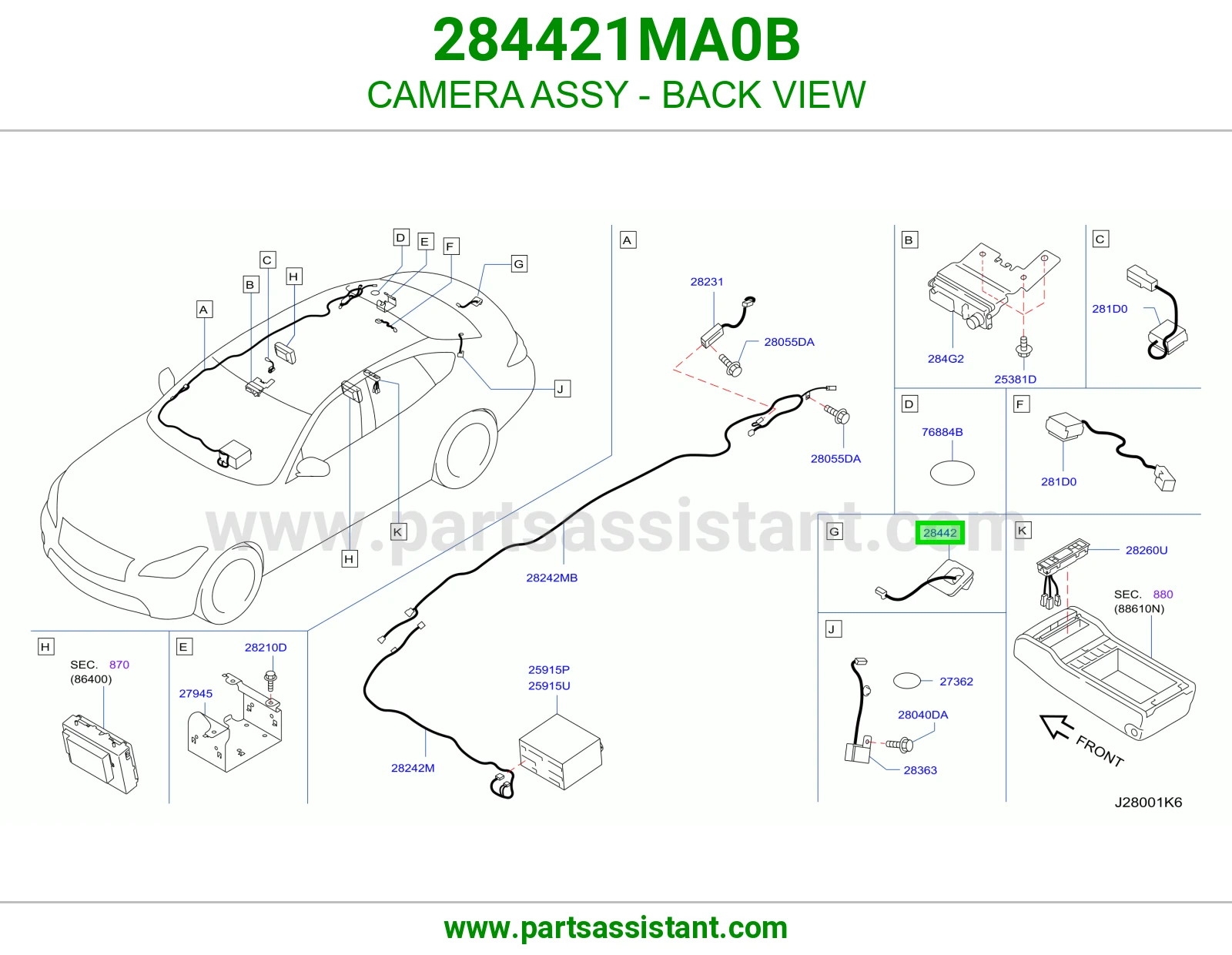 CAMERA ASSY - BACK VIEW 284421MA0B