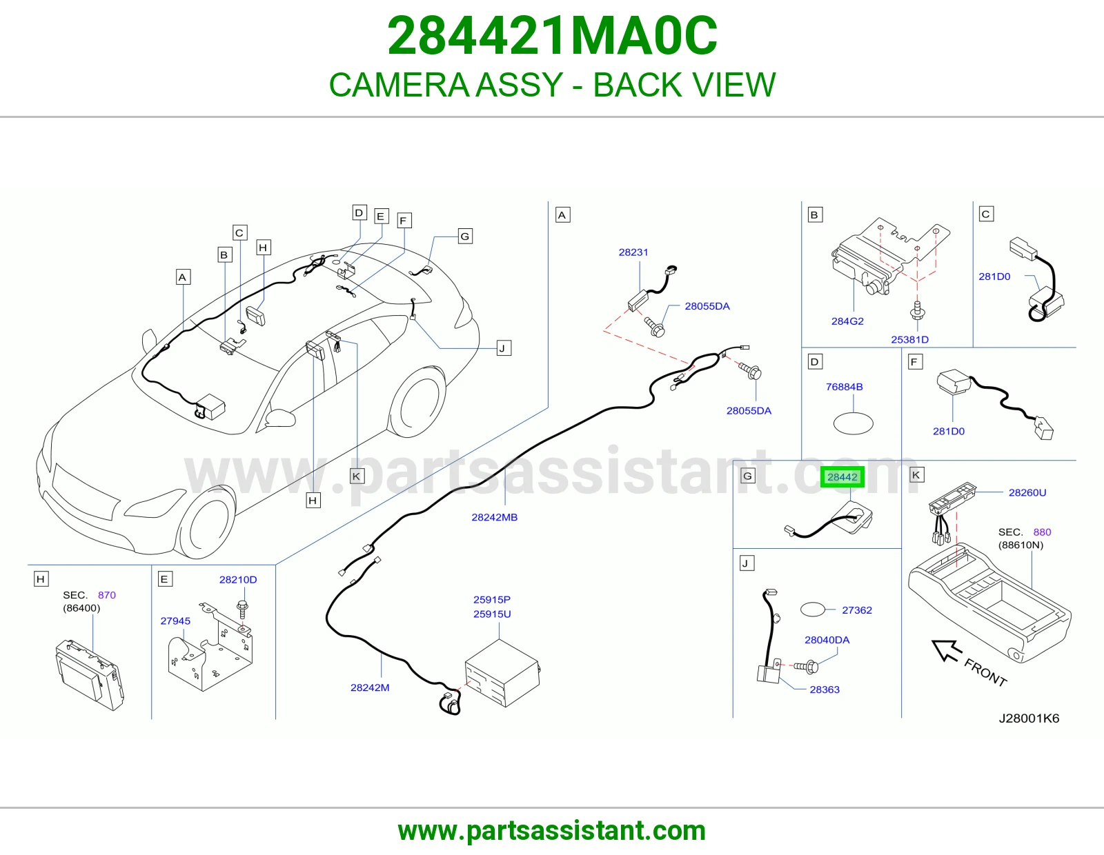 CAMERA ASSY - BACK VIEW 284421MA0C