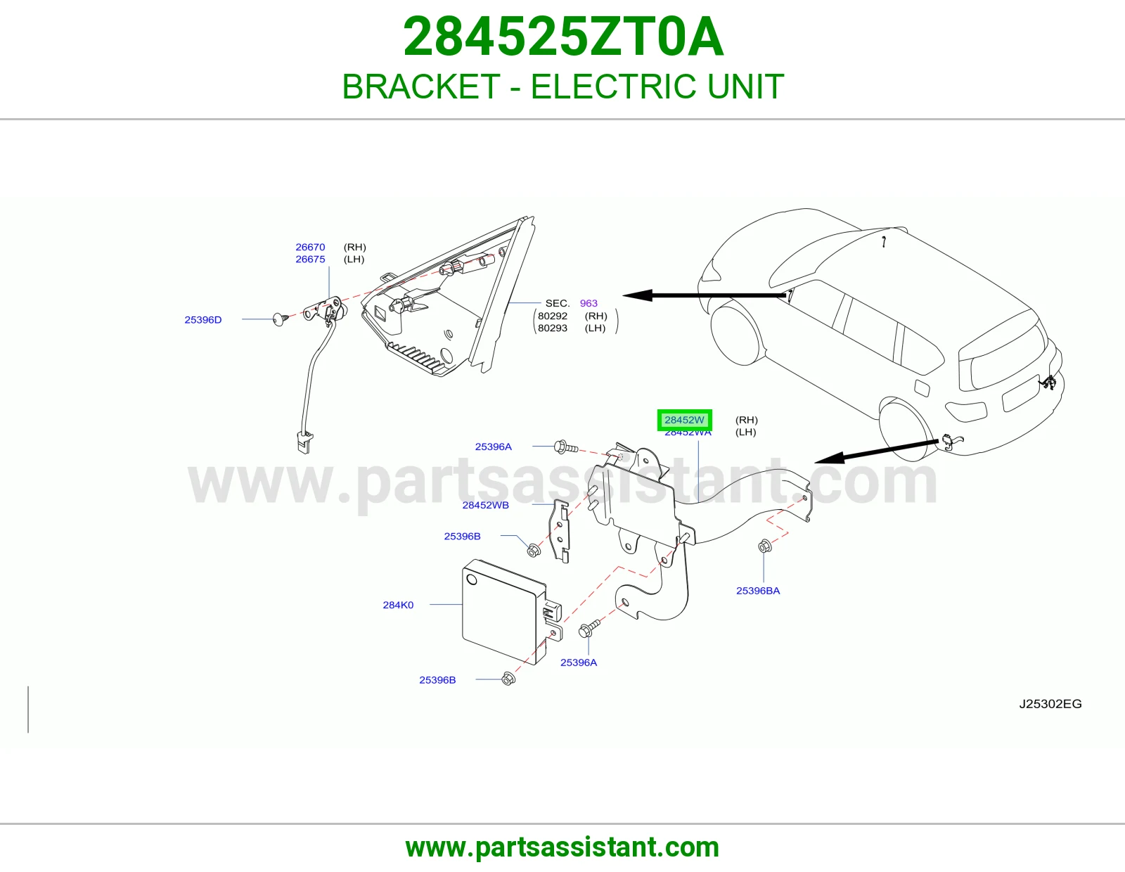 قاعدة وحدة كهربا 284525ZT0A
