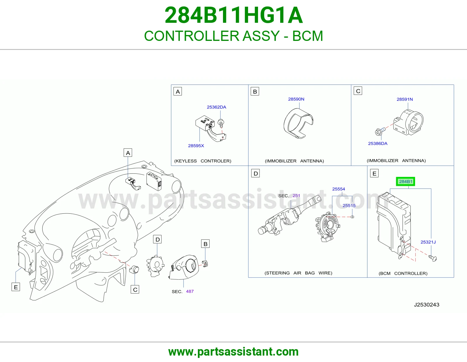 CONTROLLER ASSY - BCM 284B11HG1A