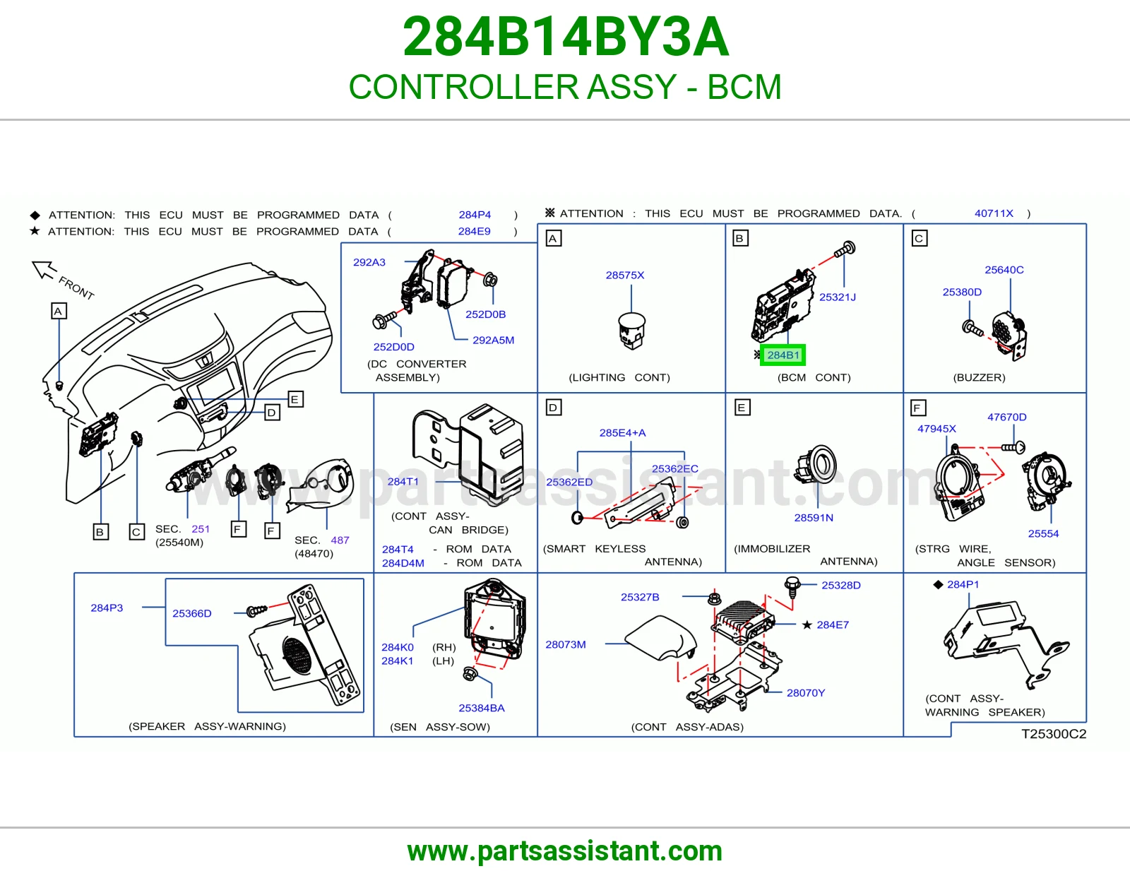 CONTROLLER ASSY - BCM 284B14BY3A