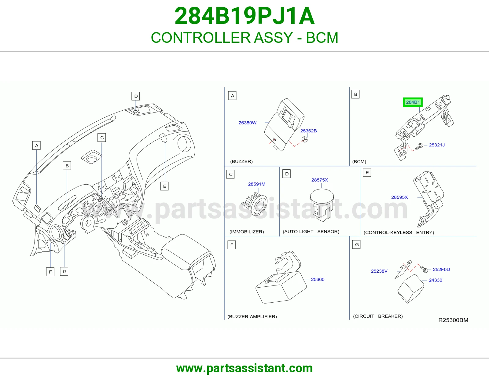 CONTROLLER ASSY - BCM 284B19PJ1A