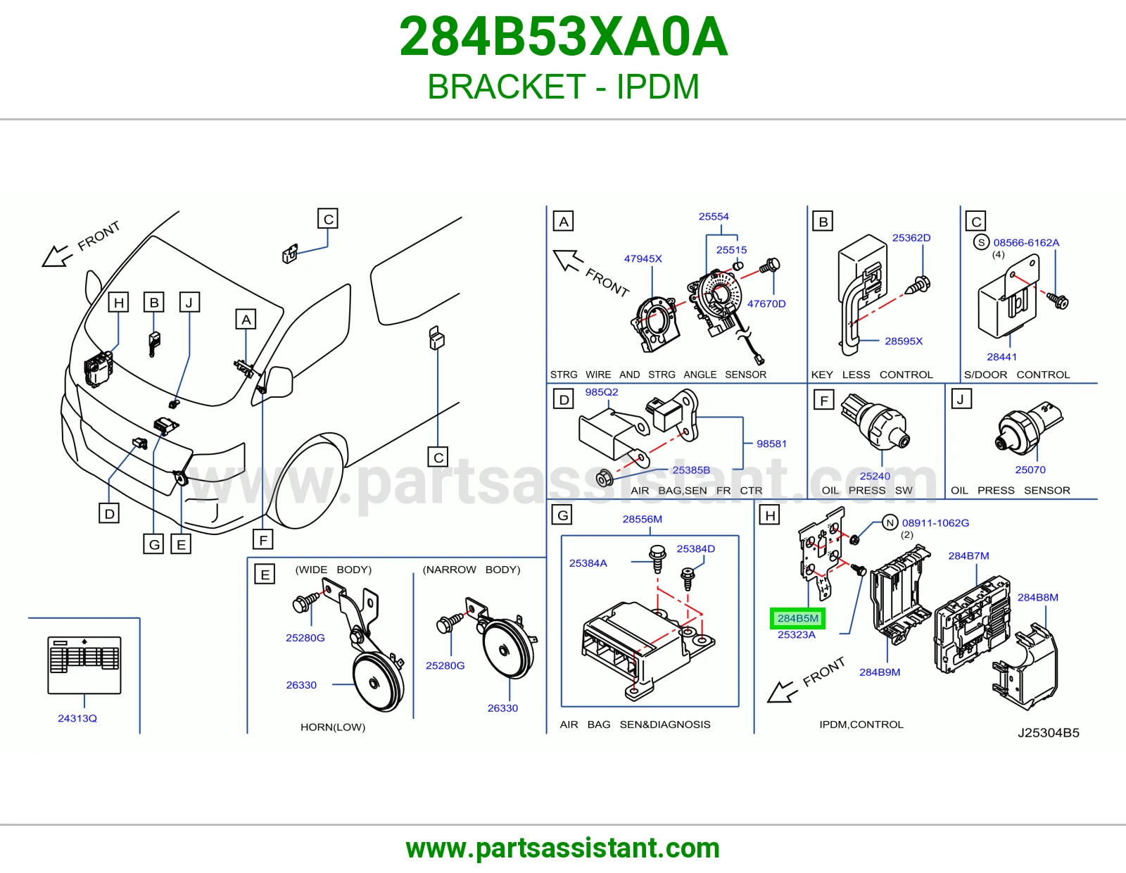 قاعدة وحدة توزيع كهربا (IPDM) 284B53XA0A