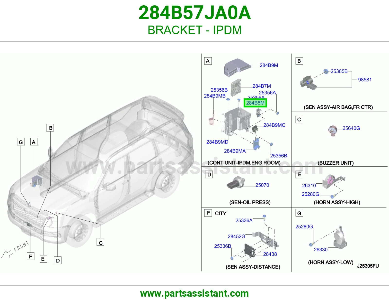 قاعدة وحدة توزيع كهربا (IPDM) 284B57JA0A