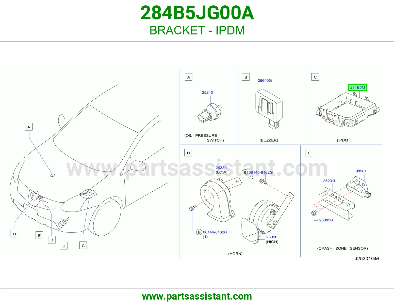 قاعدة وحدة توزيع كهربا (IPDM) 284B5JG00A