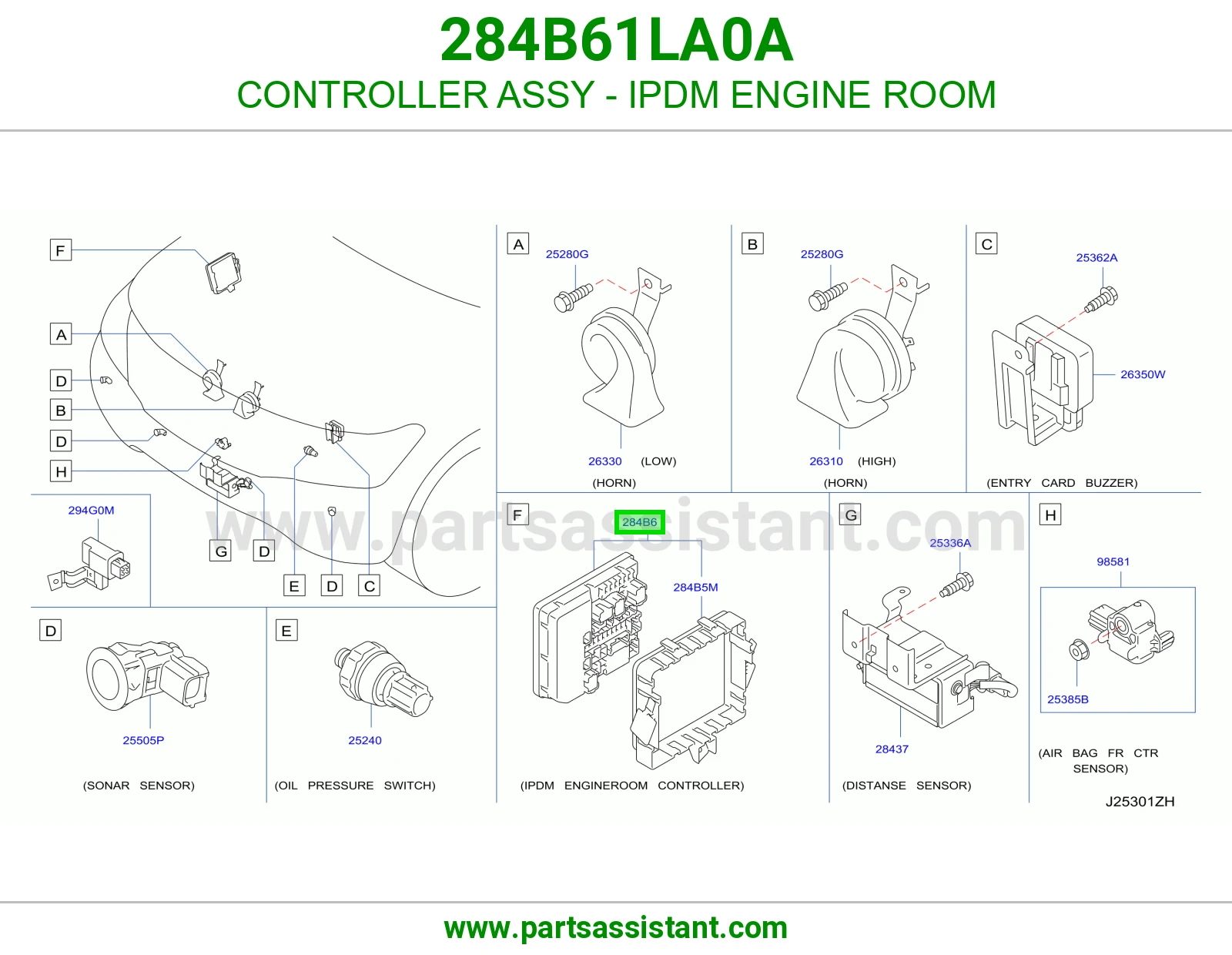 كنترول علبة فيوزات المكينة (IPDM) كامل 284B61LA0A