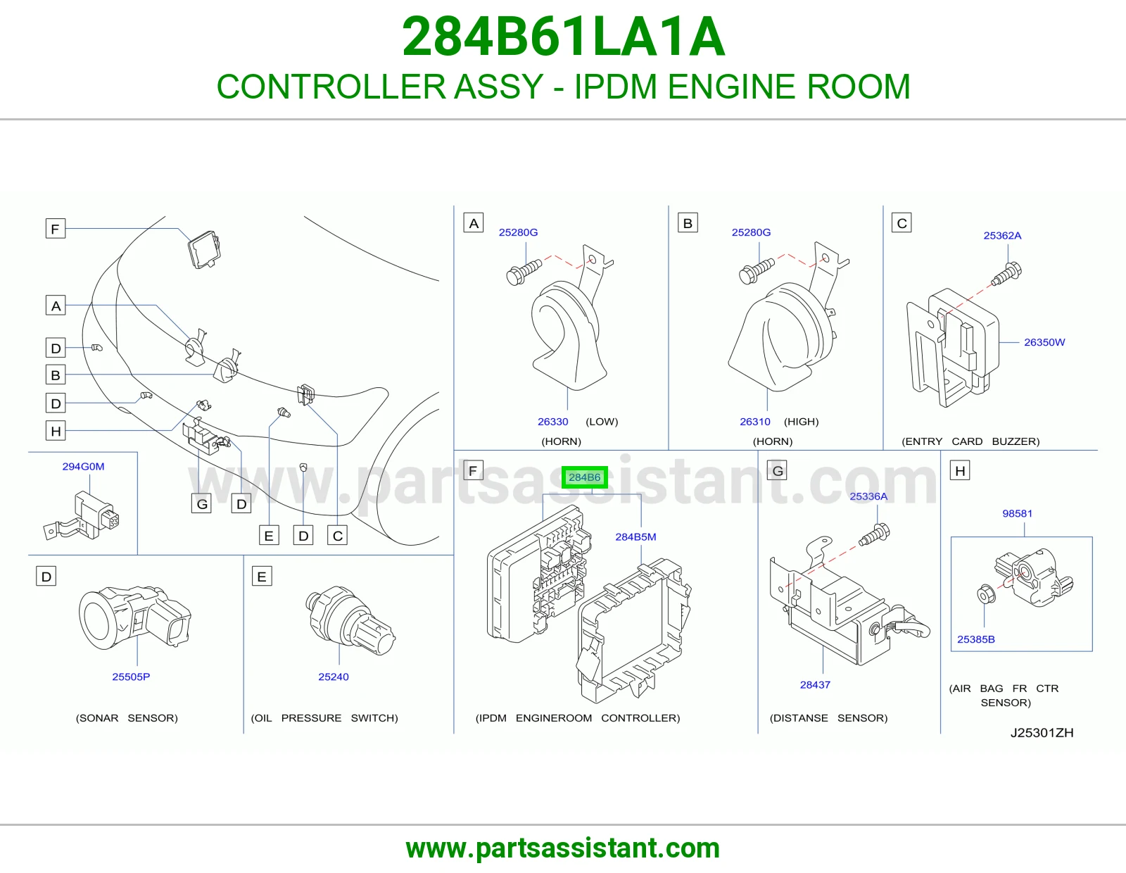 كنترول علبة فيوزات المكينة (IPDM) كامل 284B61LA1A