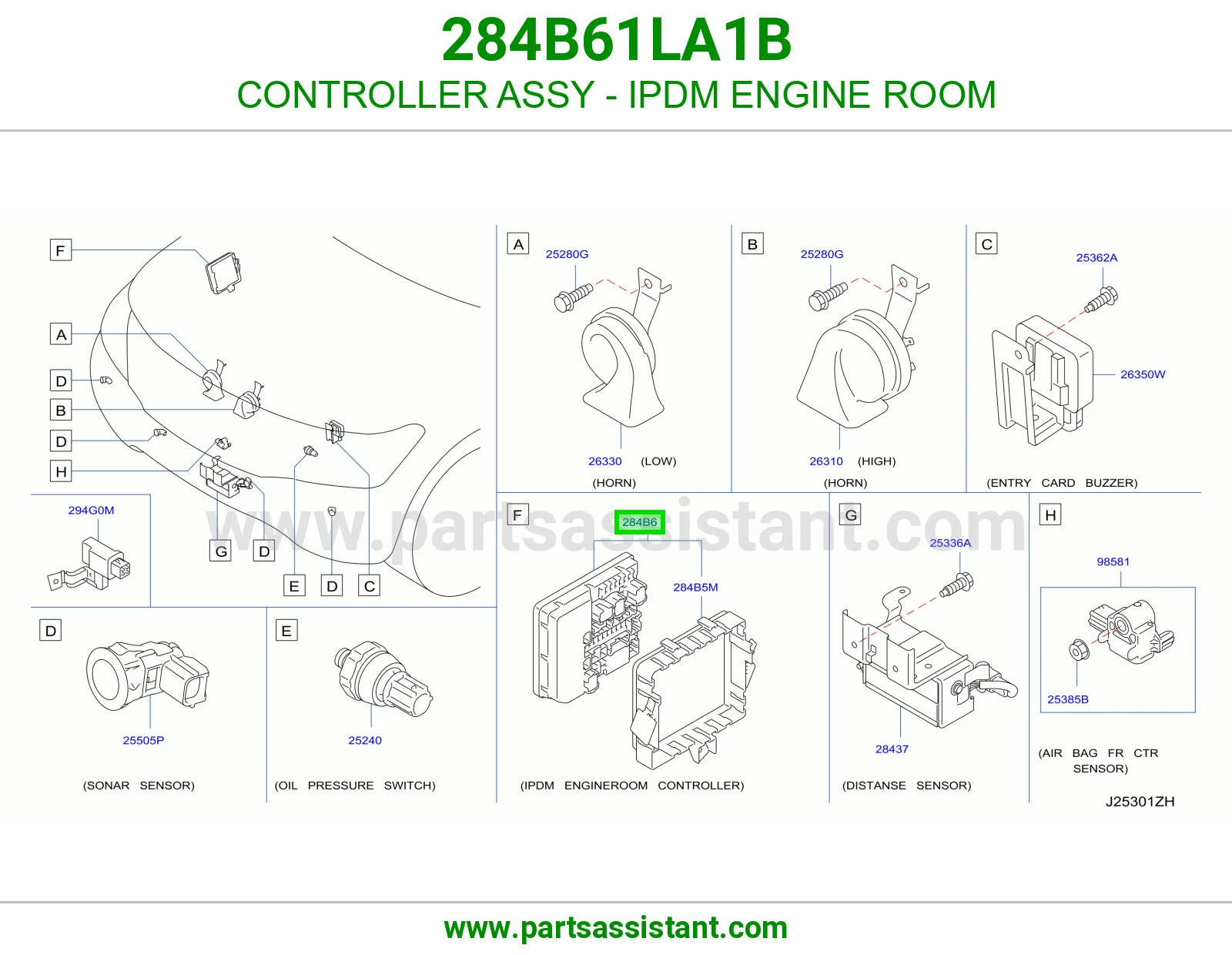 كنترول علبة فيوزات المكينة (IPDM) كامل 284B61LA1B
