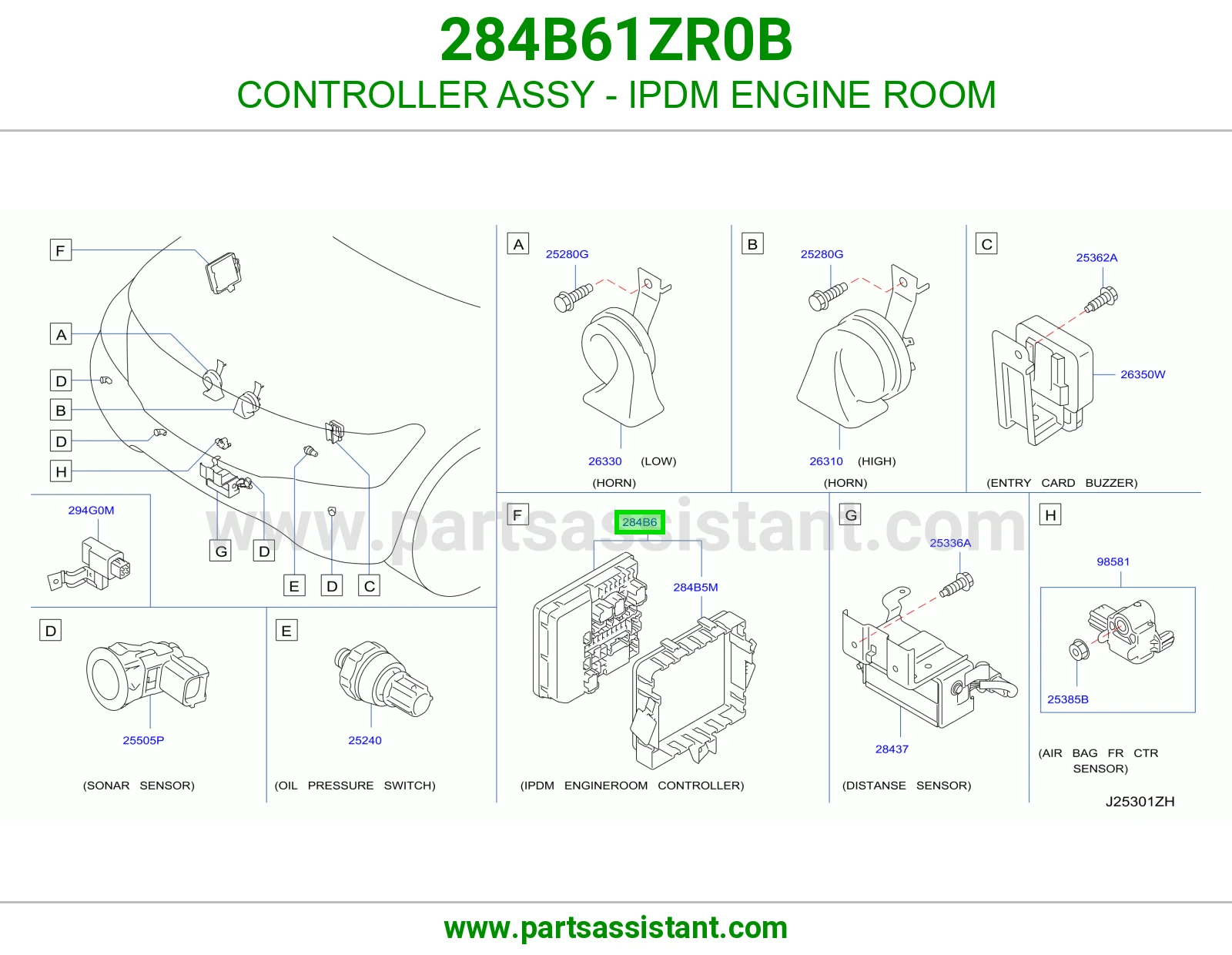 كنترول علبة فيوزات المكينة (IPDM) كامل 284B61ZR0B